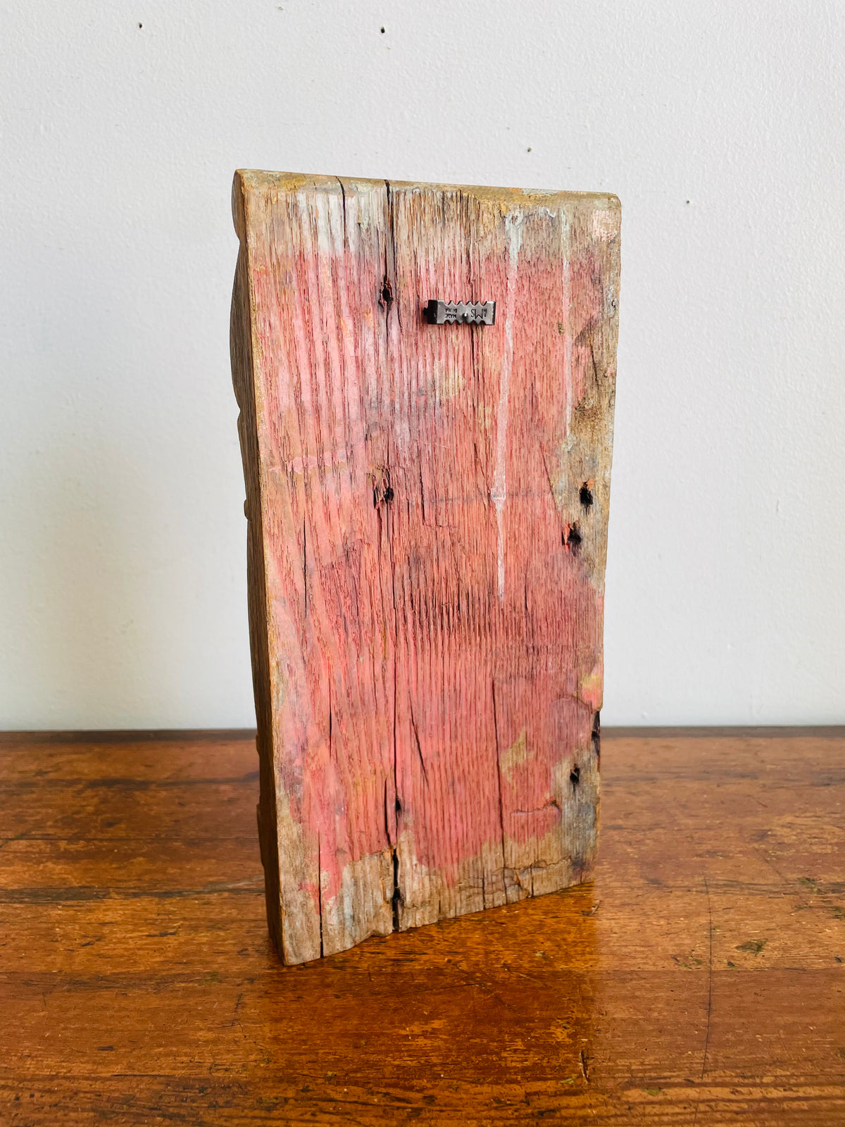 Vintage Wood Architectural Salvage Plinth Block Piece with Floral Rosette & Molded Trim - Can Hang or Stand