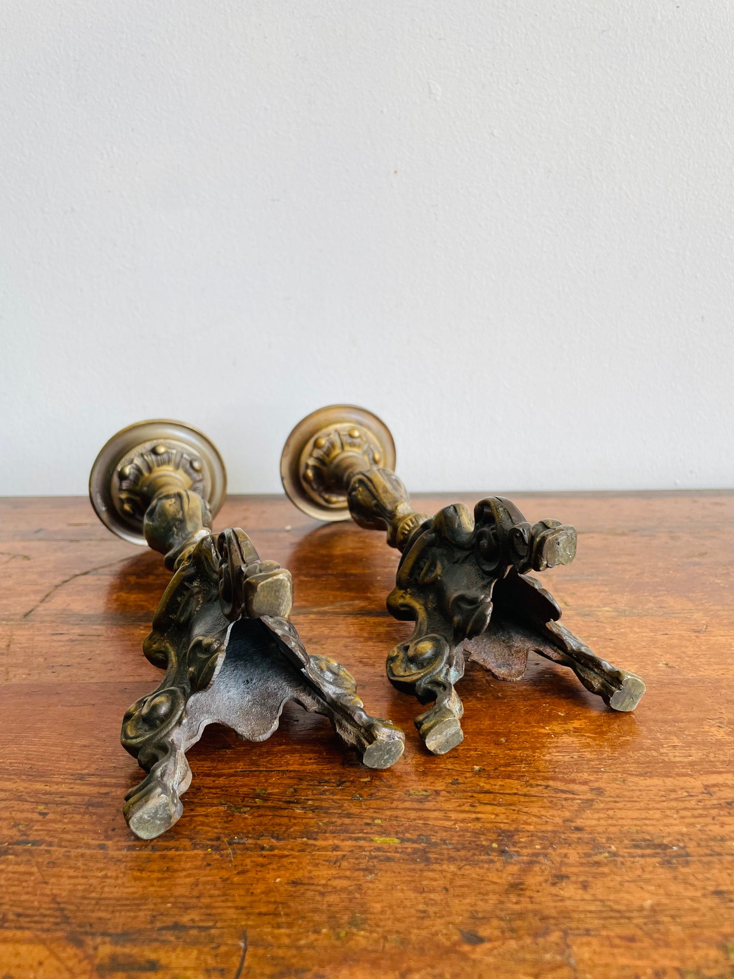 Vintage Heavy & Solid Brass Pricket Stick Candle Holders - Set of 2 - Can Unscrew & Take Apart