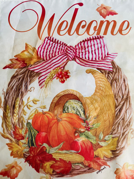 Nylon Welcome Flag - Fall Harvest Wreath Banner