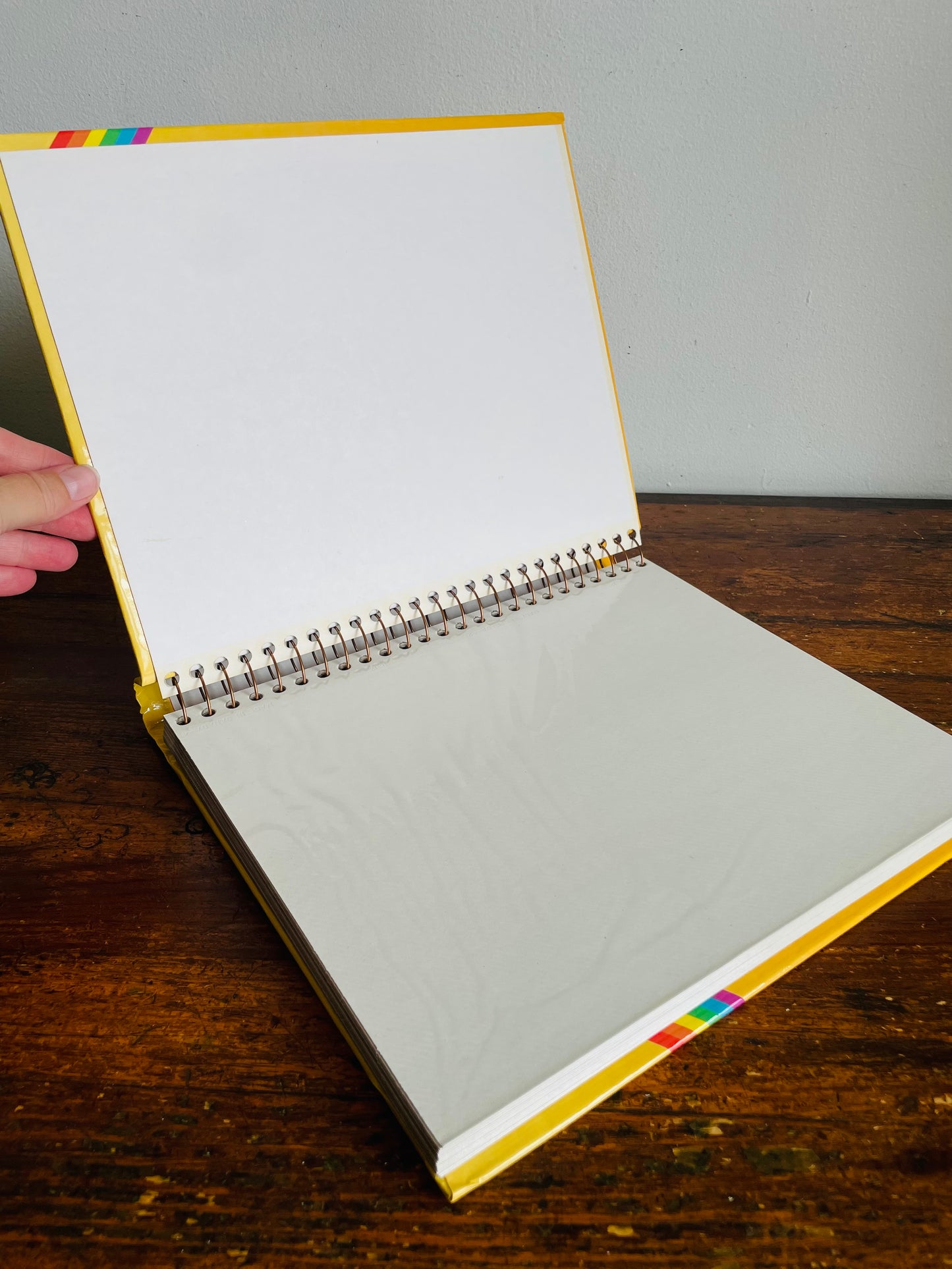Vintage 1988 Bright Yellow 40 Page Photo Album or Scrapbook with Rabbit Sliding Down Rainbow - Made in Canada