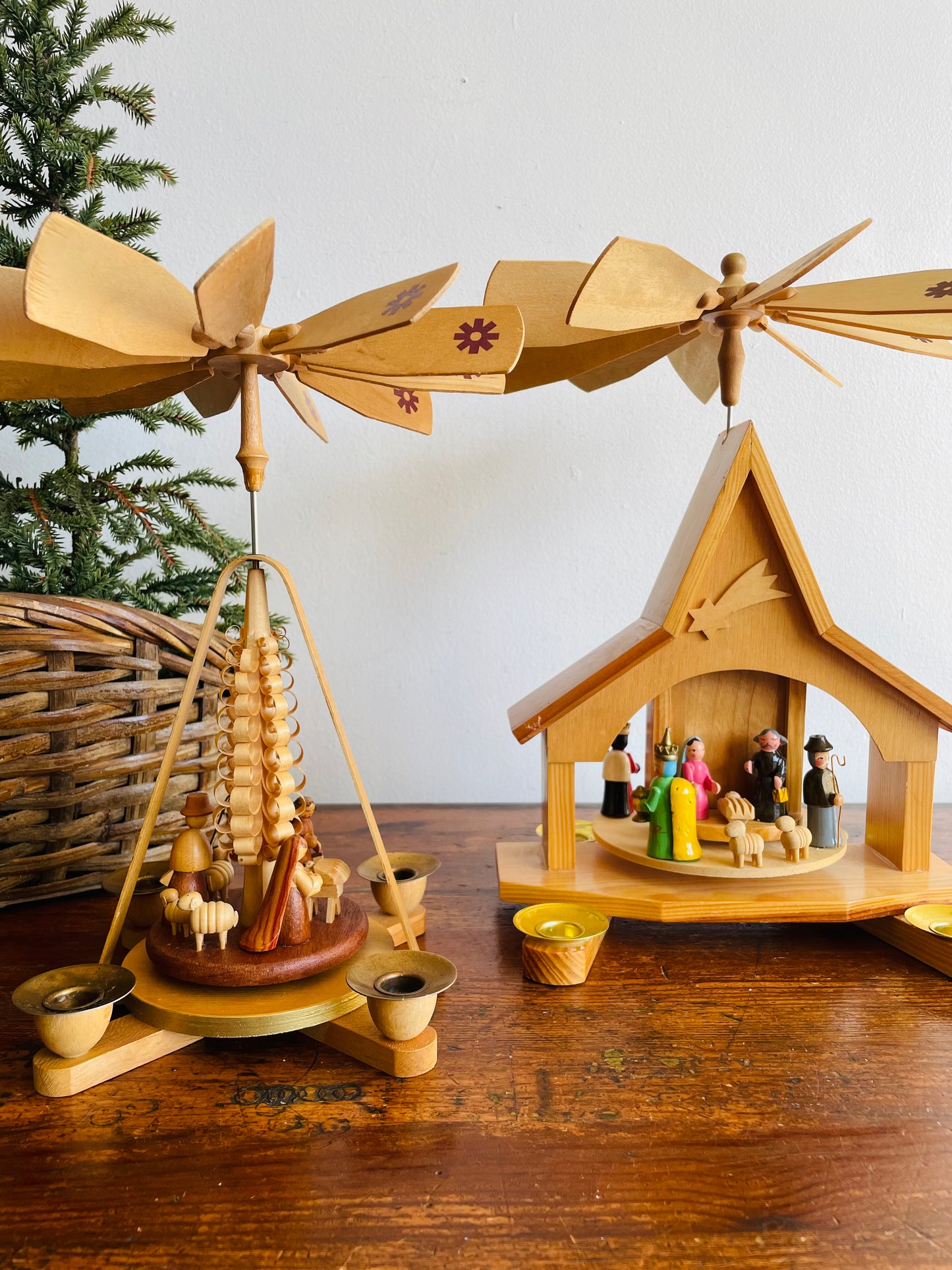 Wooden Christmas Pyramid Nativity Candle Carousel - Made in East Germany