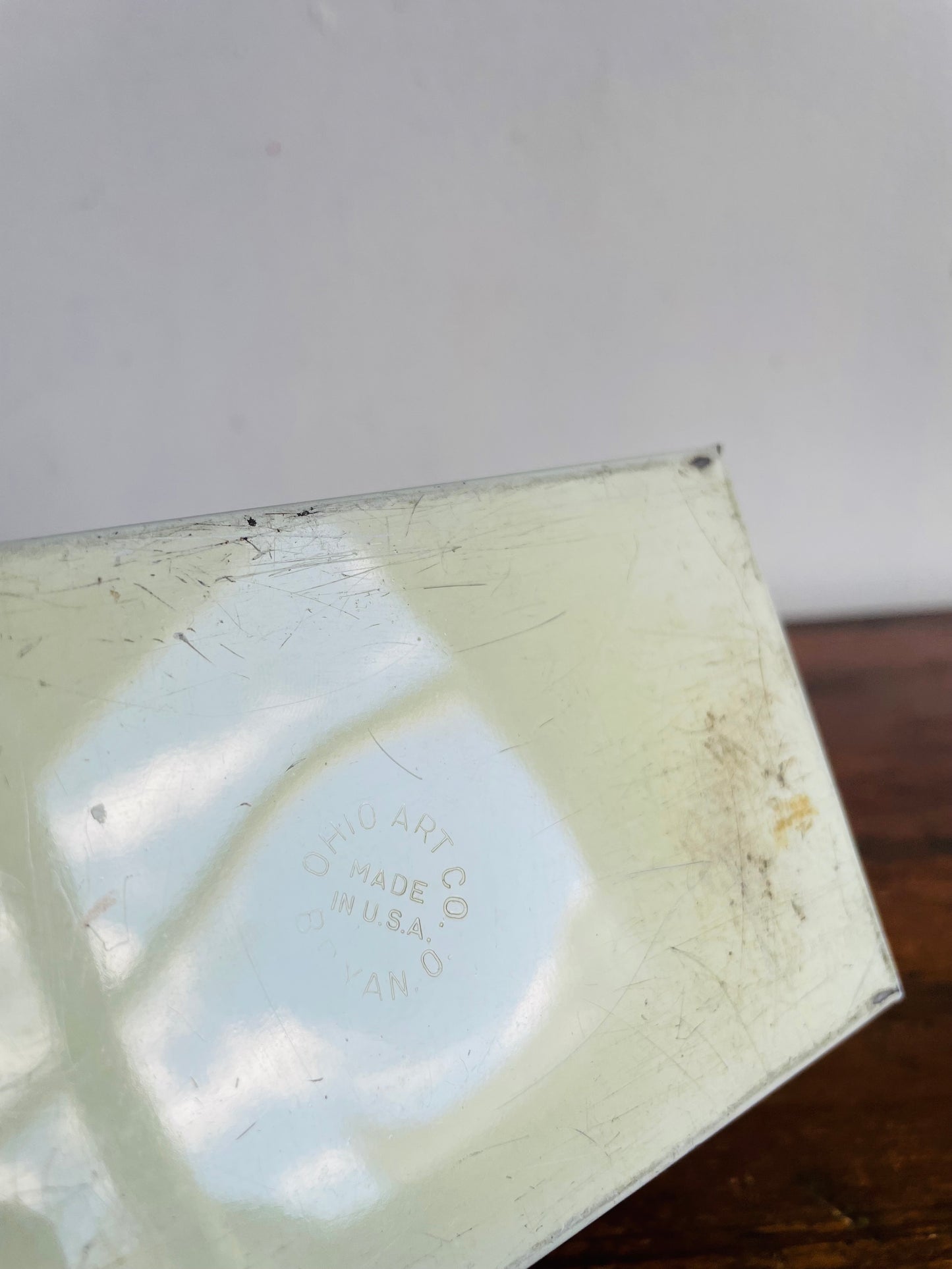 Vintage Ohio Art Co. White Metal Recipe Tin Box with Hinged Lid - Full of Category Dividers & Recipes - Made in Bryan, Ohio USA