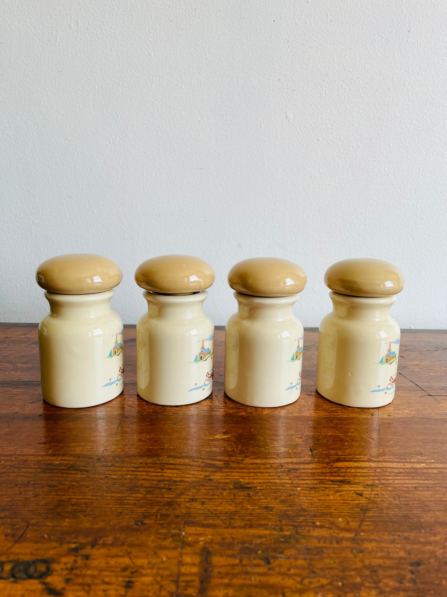 Heartland International Stoneware Spice Jars with Lids - Set of 4