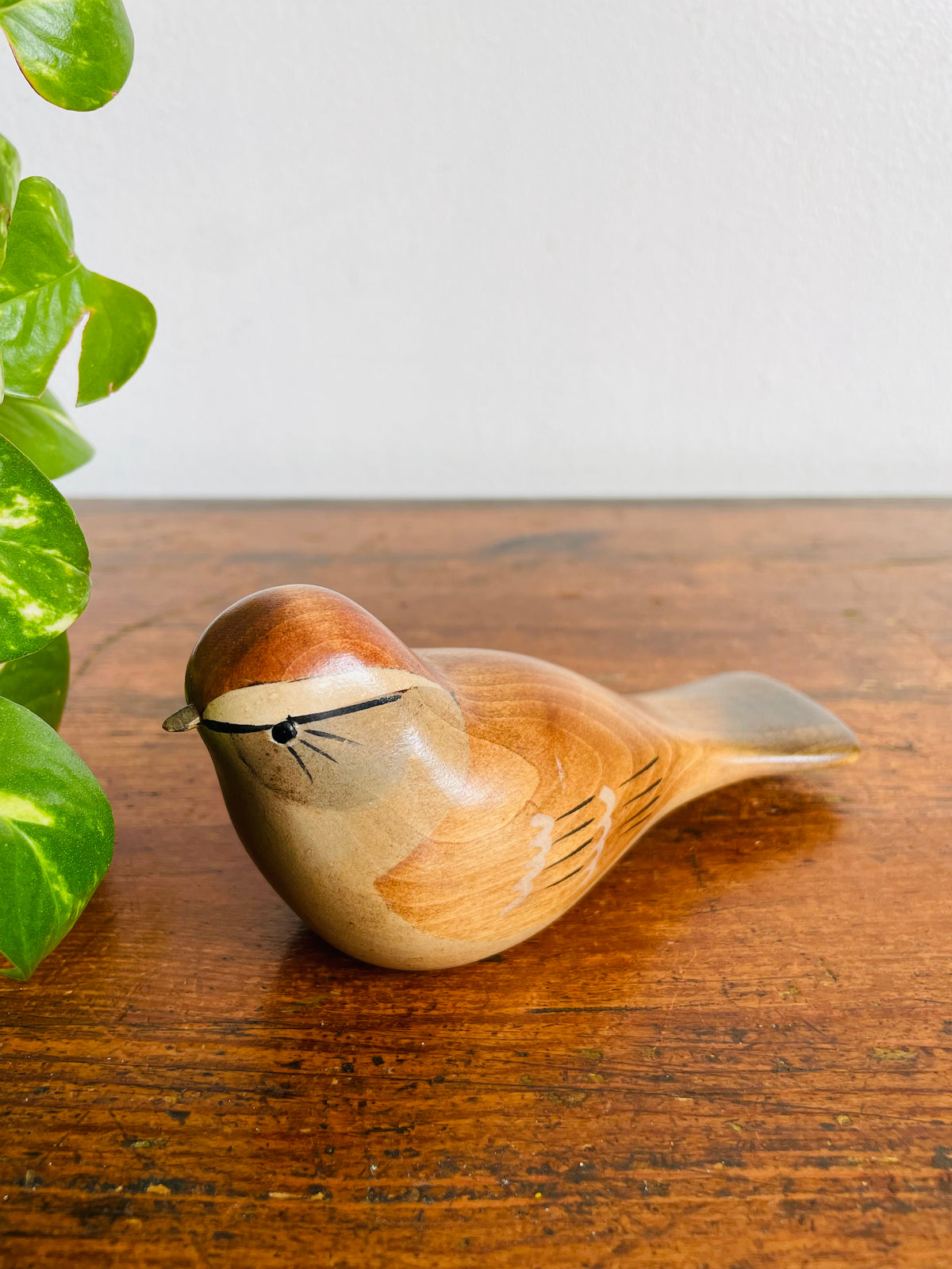 Vintage 1992 Hand-Painted Wood Chipping Sparrow Bird - Artist Signed - Jim Harkness - Stayner, Ontario