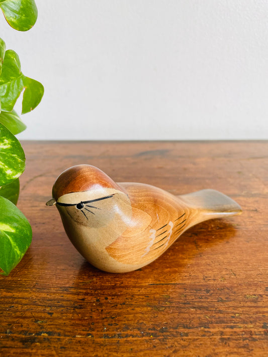 Vintage 1992 Hand-Painted Wood Chipping Sparrow Bird - Artist Signed - Jim Harkness - Stayner, Ontario