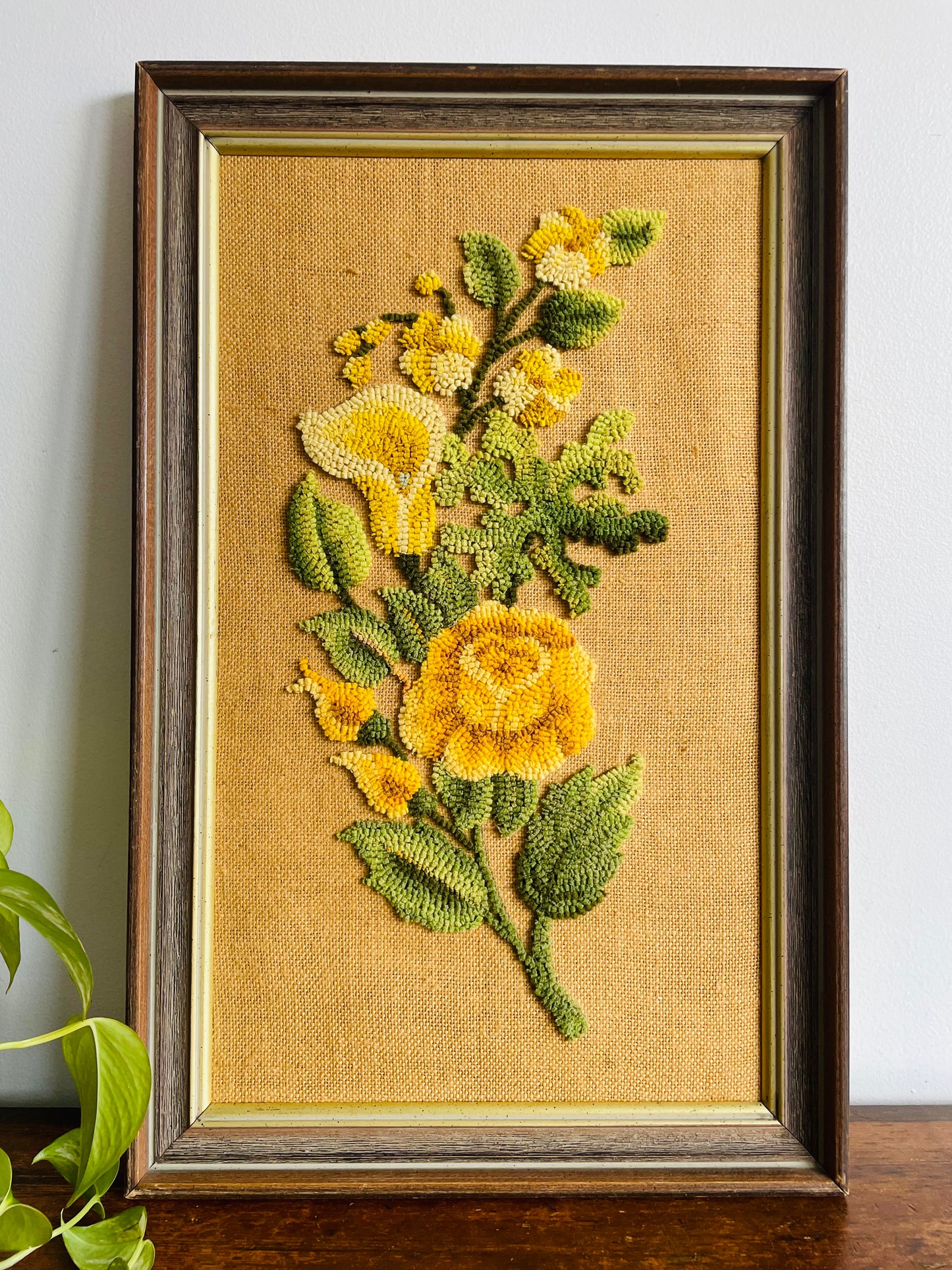 Tall Floral Rug Hook Embroidery Picture - June 15, 1979