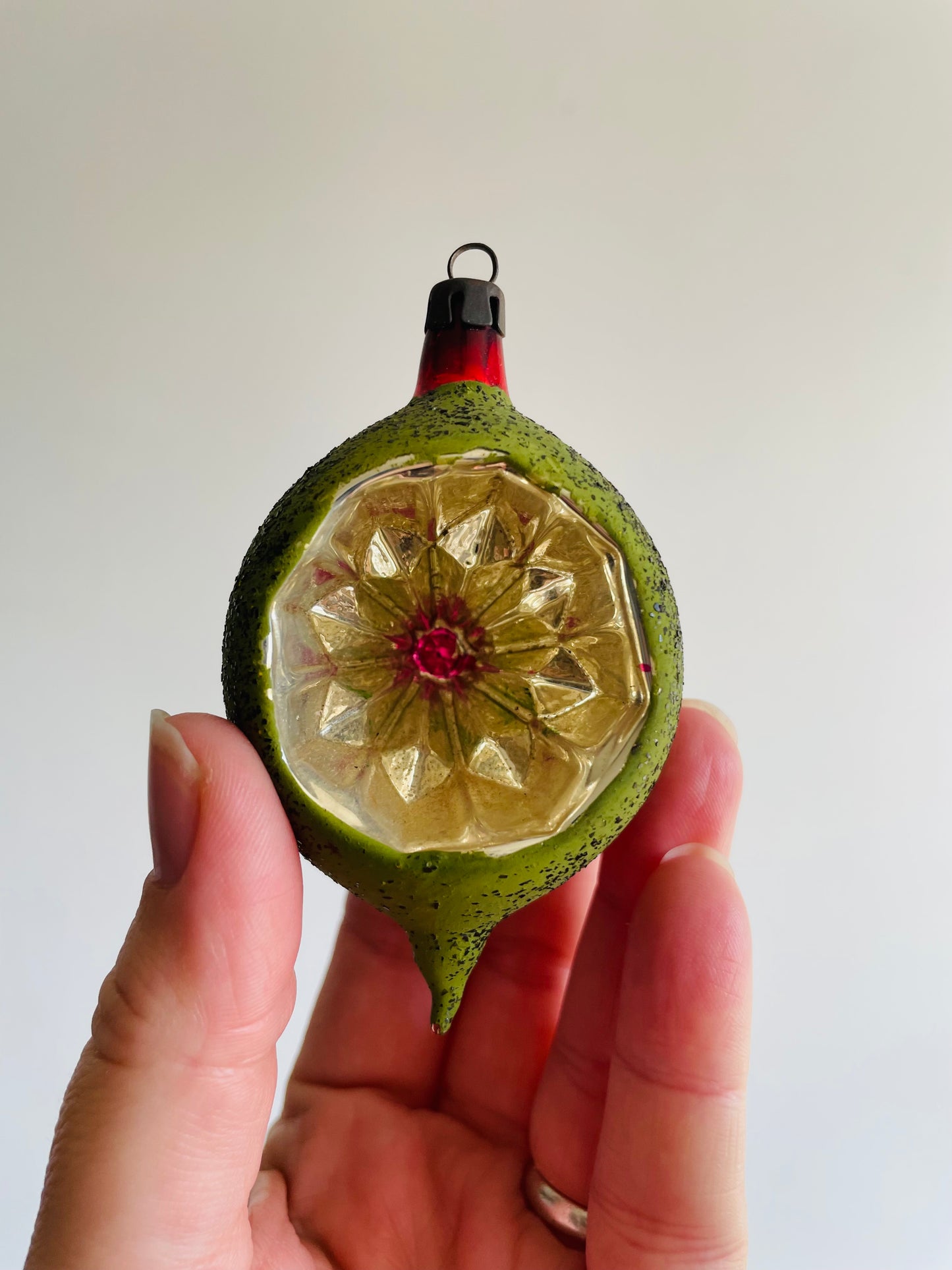 Green, Red & Yellow Glass Indent Ornament - Made in Poland