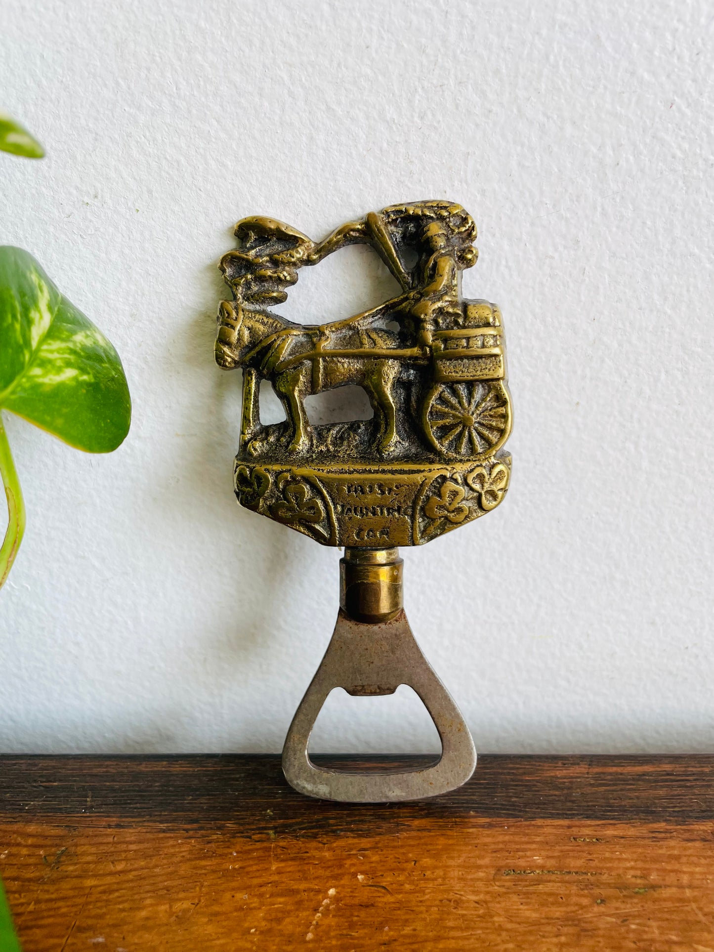 Vintage Irish Jaunting Car Scene Brass Bottle Opener