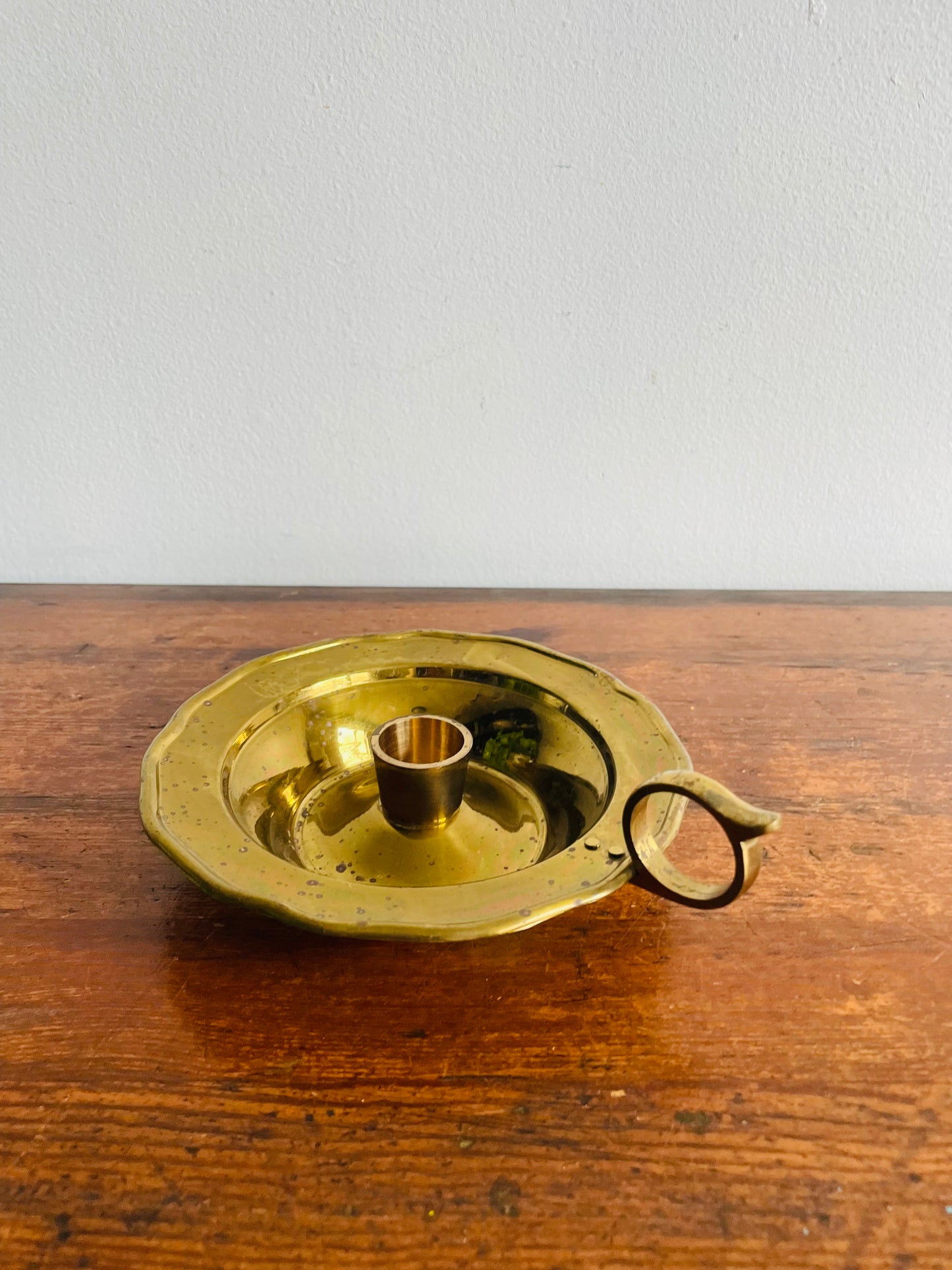 Brass Chamberstick Candle Holder with Dish - Made in India