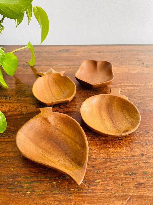 Handcrafted Talarico Fruit & Vegetable Shaped Wooden Bowls - Set of 4