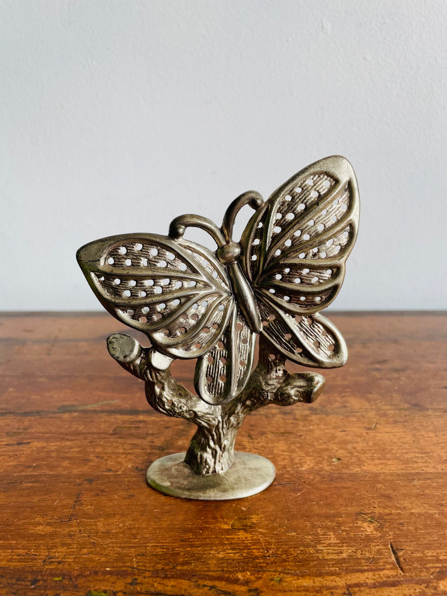 Silver Plated Zinc Earring Holder with Butterfly on Branch