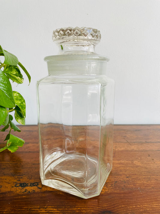 Giant Heavy & Solid Clear Glass Pharmacy or Candy Store Apothecary Jar with Lid