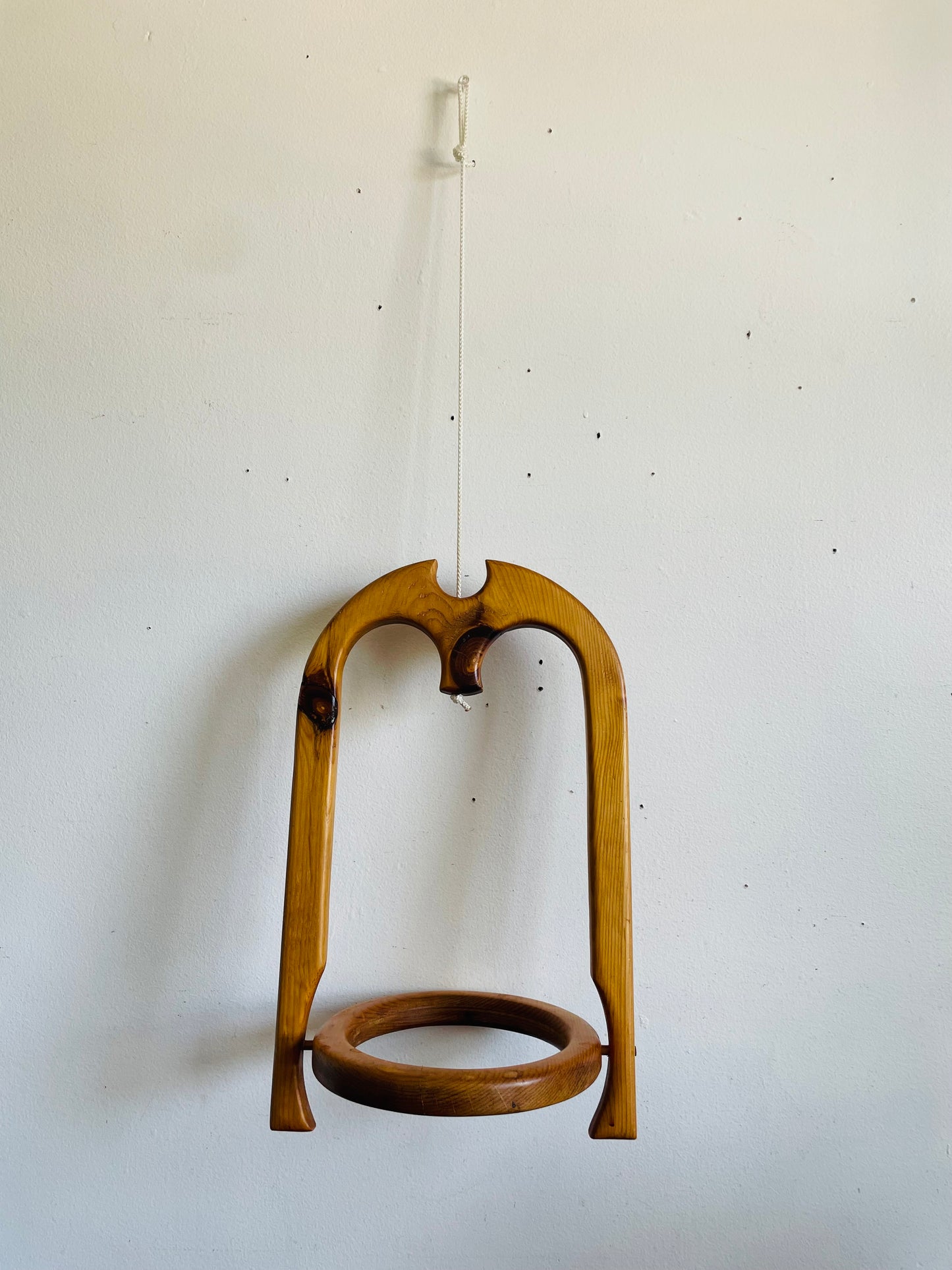 Vintage Mid-Century Modern Style Hanging Wood 6” Plant Pot Holder - Hang From Ceiling or Windowsill - Indoor Garden