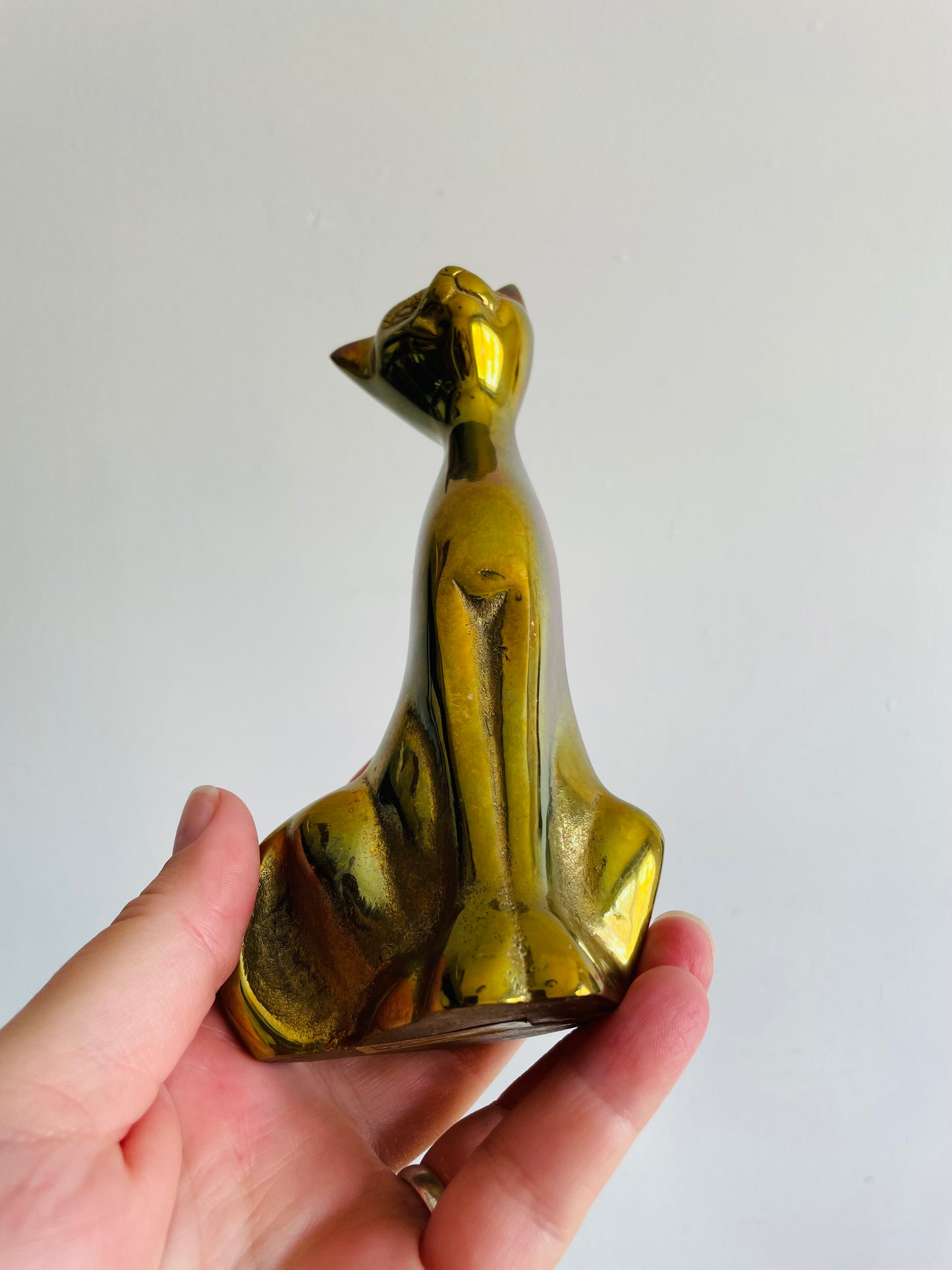 Solid Brass Tall Cat Figurines - Made in Korea - Set of 2