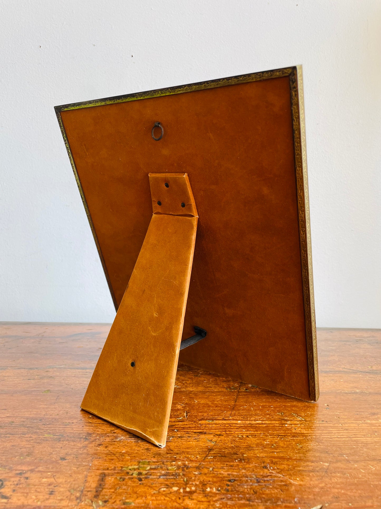 Vintage Stunning Brass & Glass Picture Frame with Black Mat & Easel or Hook Backing - Black & White Grouse Bird in Flight Print Currently Inside / Easily Swap for Your Own Picture!