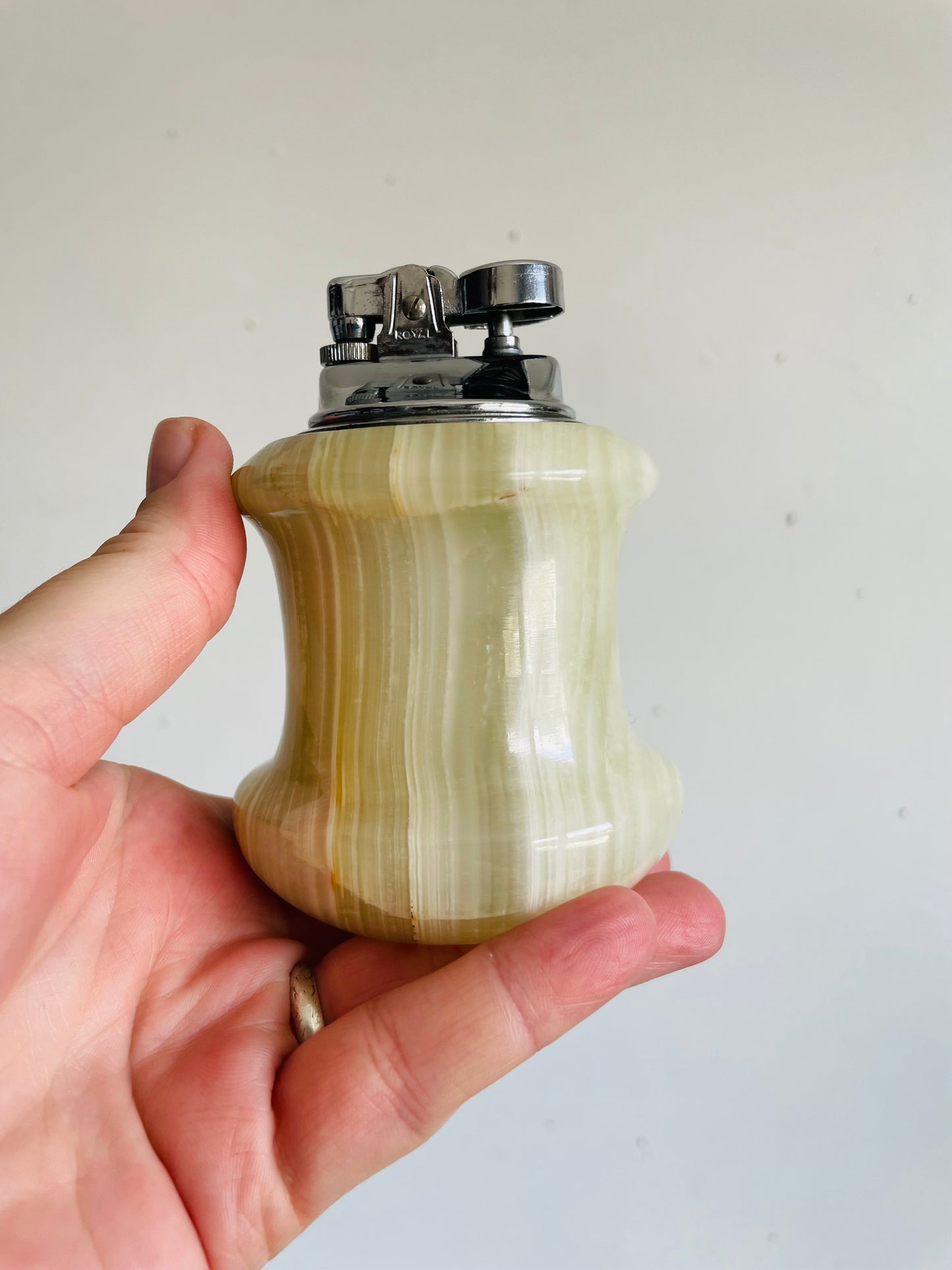 Vintage Royal Heavy & Solid Onyx of Pakistan Marble Stone Table Lighter - Made in Italy