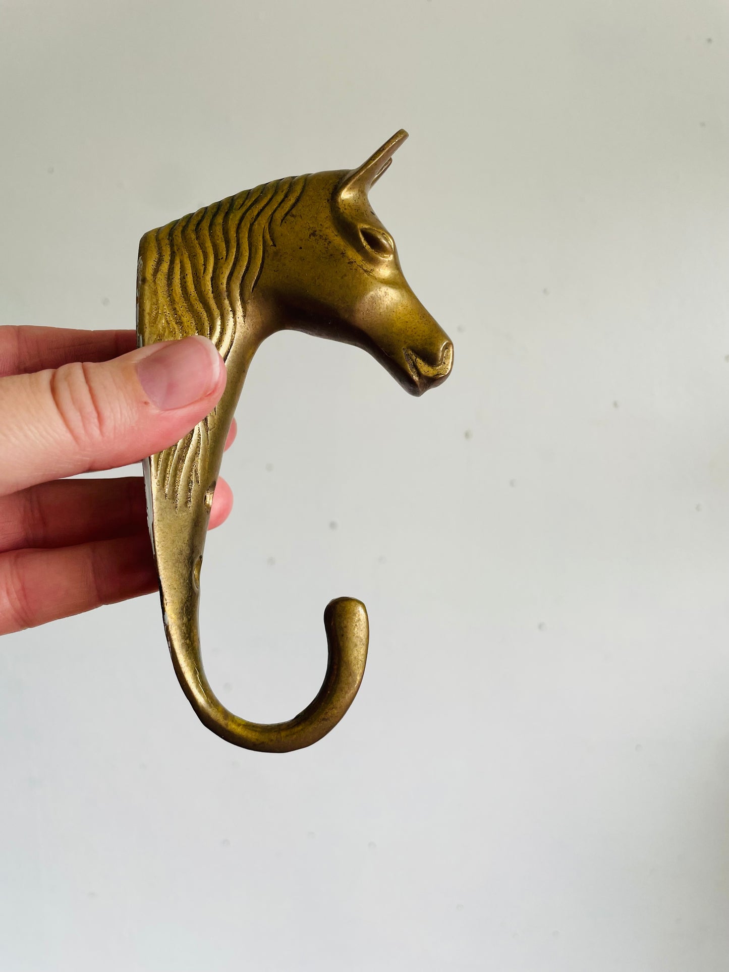 Vintage Solid Brass Horse Head Wall Hanging Hook - Made in India
