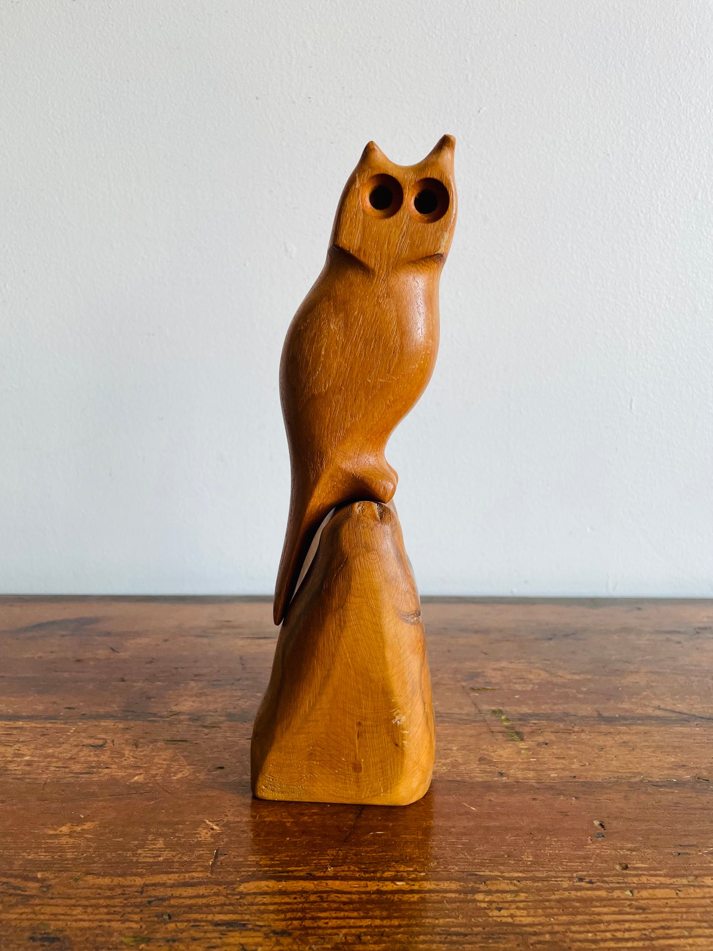 Carved Wood Owl Statue by Canadian Artist Imants Grantins of Lake St. Peter, Ontario