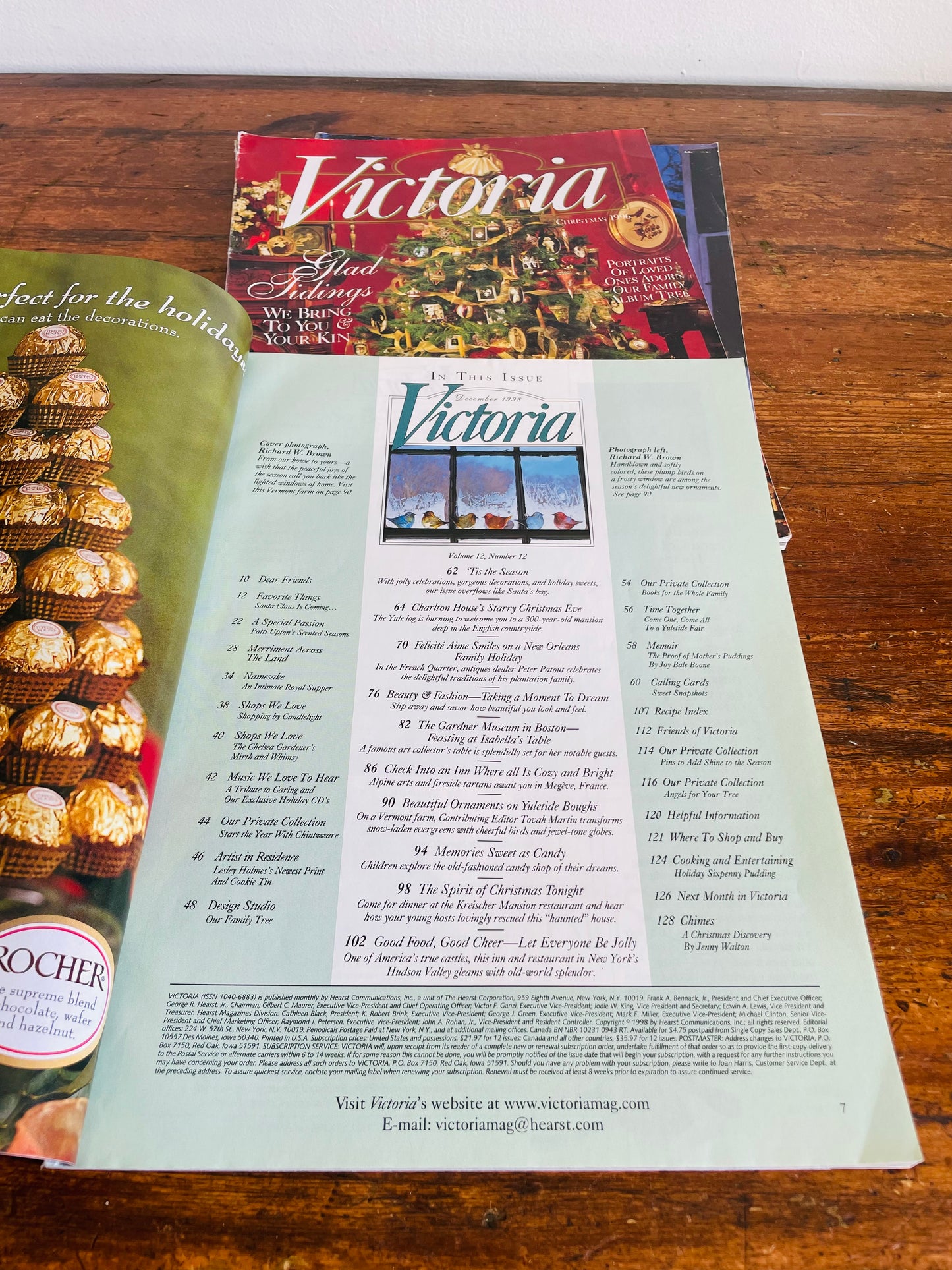 Vintage Collection of Victoria Christmas Magazines - December 1996, 1998, 1999 - Set of 3