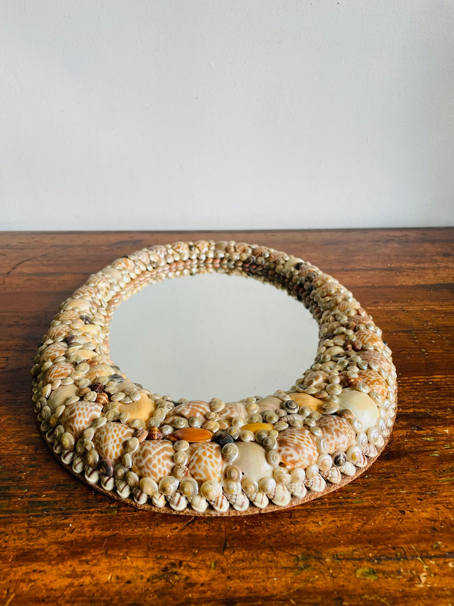 Vintage Handmade Oval Seashell Mirror - No Shipping