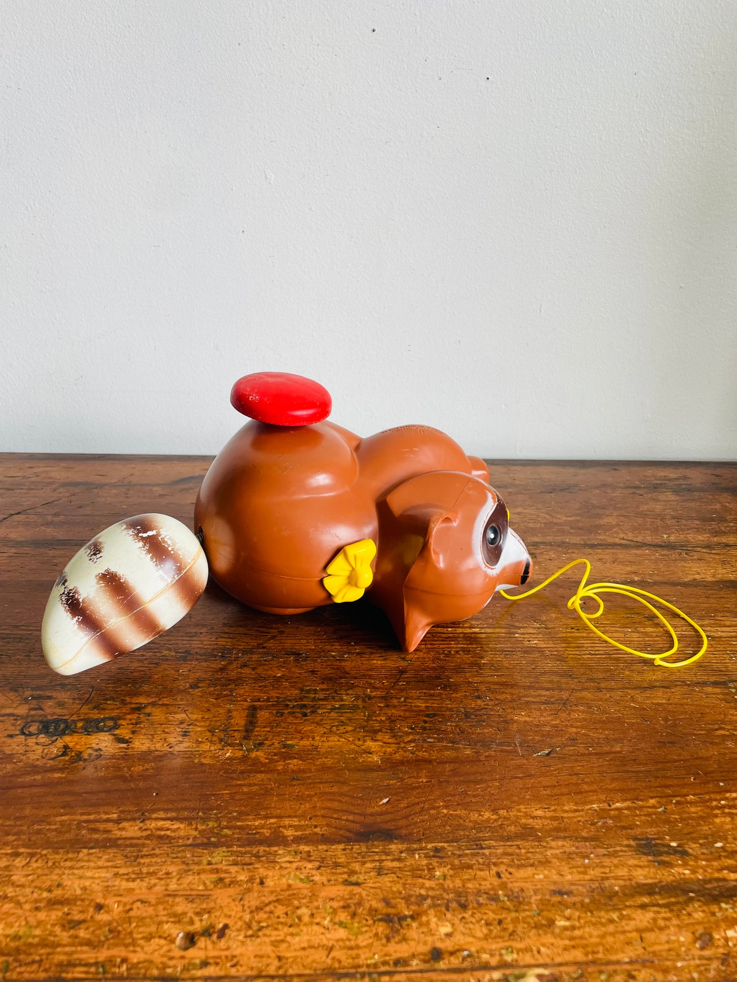 Vintage 1979 Fisher Price #172 Roly Raccoon Pull Toy