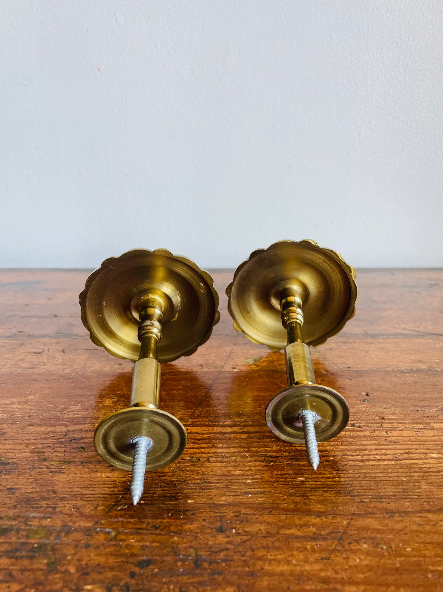Vintage Pair of Ornate Brass Floral Curtain Tiebacks / Holdbacks or Wall Hook Decor - Set of 2