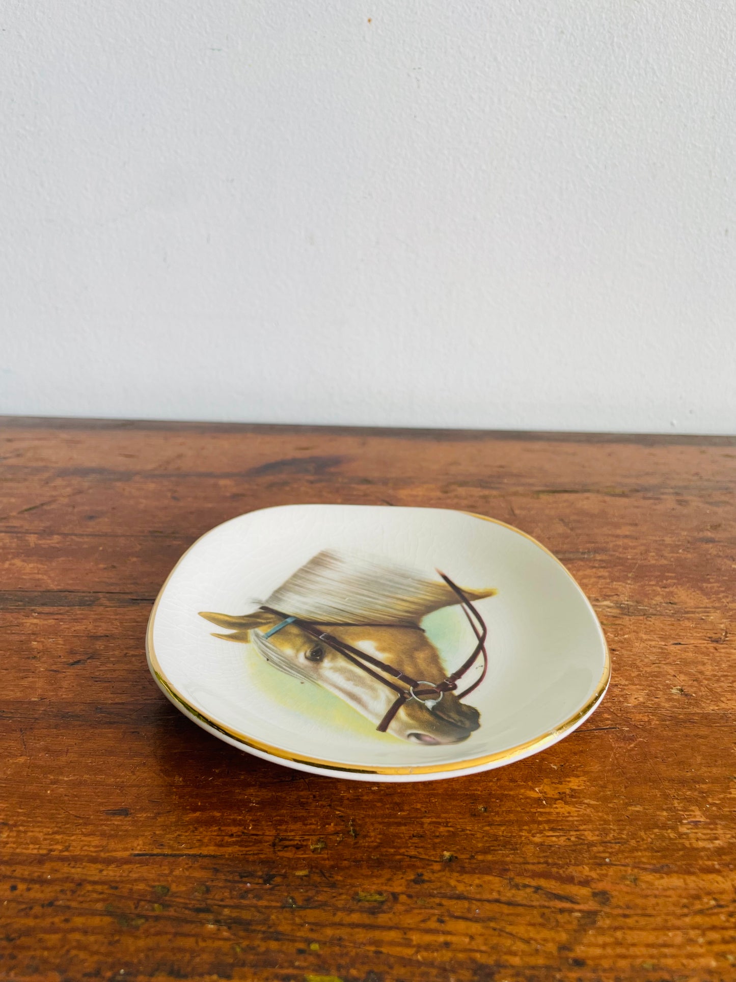 Vintage Weatherby Hanley England Royal Falcon Ware Trinket Dish or Wall Hanging Plate with Equestrian Horse Head Design - Includes Optional Plate Hanger