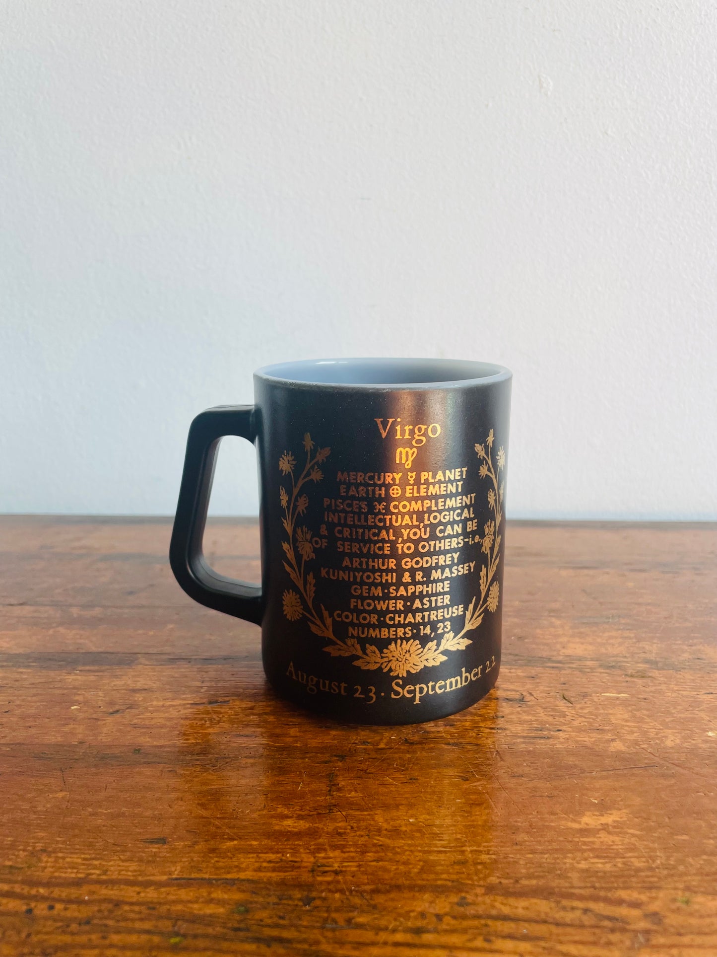 Federal Glass Virgo Zodiac Horoscope Sign Black & Gold Mug - August 23 to September 22 Birthdays