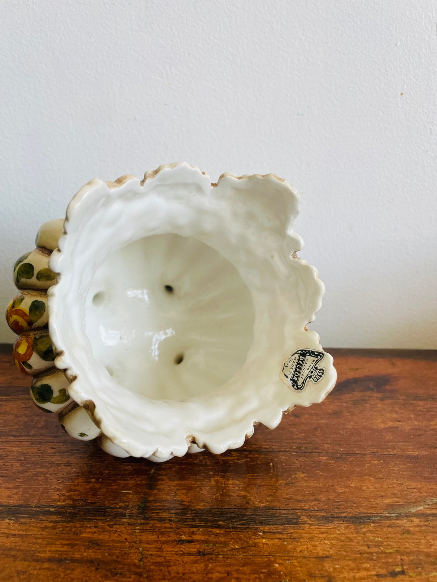 Vintage Belfor Hand Painted Italian Pottery Planter Pot with Floral Design - Made in Italy