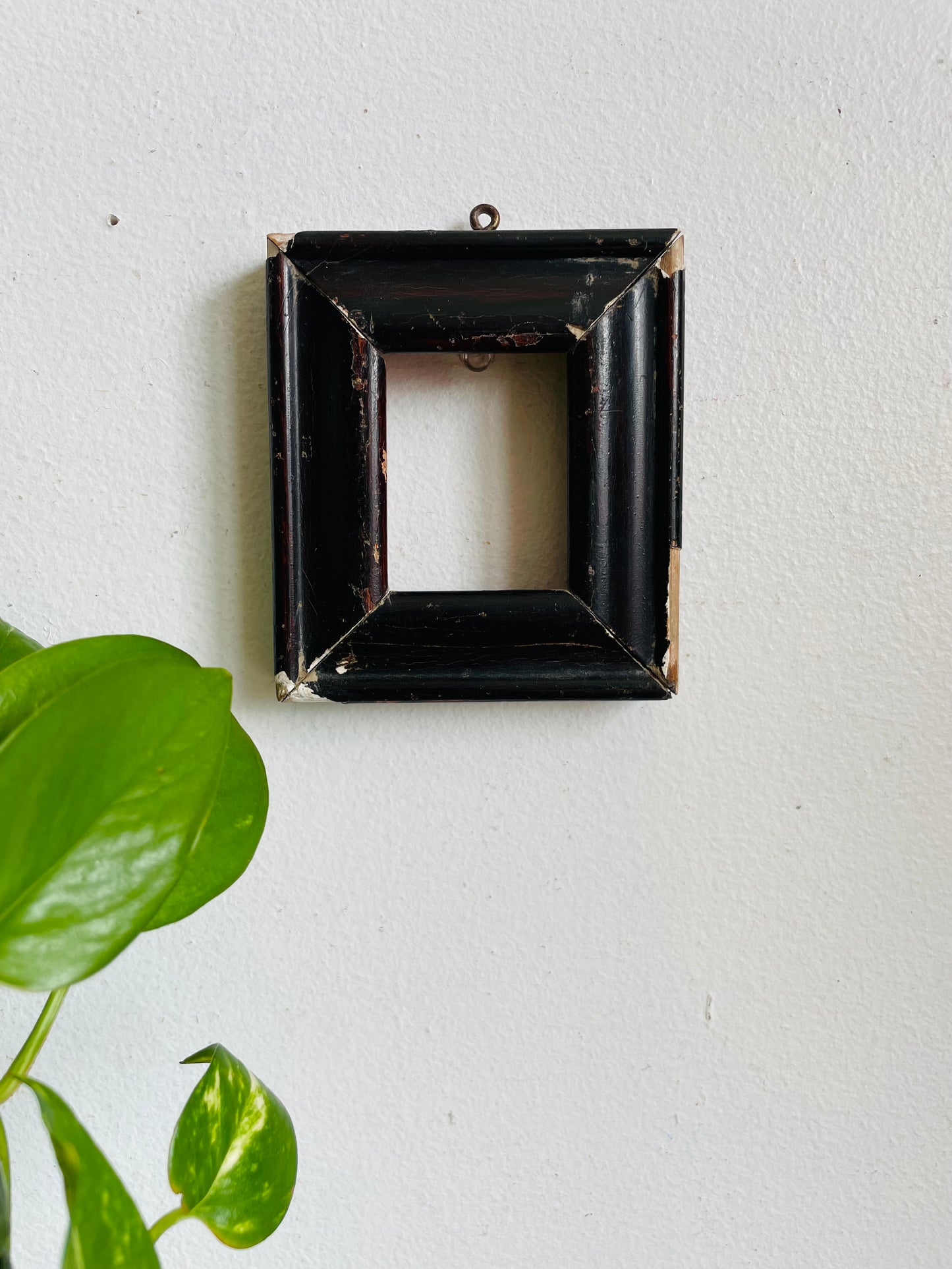 Vintage Very Old & Chippy Petite Wood Shadowbox Frame with Beautiful Aged Patina - 1.6" x 2.6" Photo Size