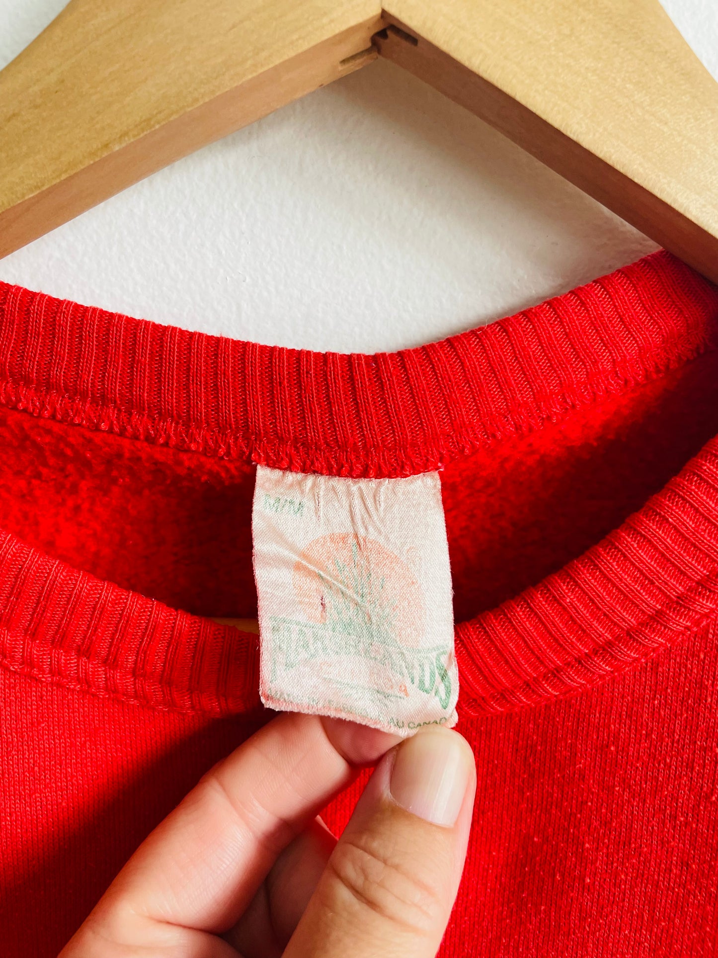 Vintage 1990s Canadian Marshlands Red Crewneck Sweatshirt with Embroidered Loon Bird Graphic - Made in Canada - Size Medium