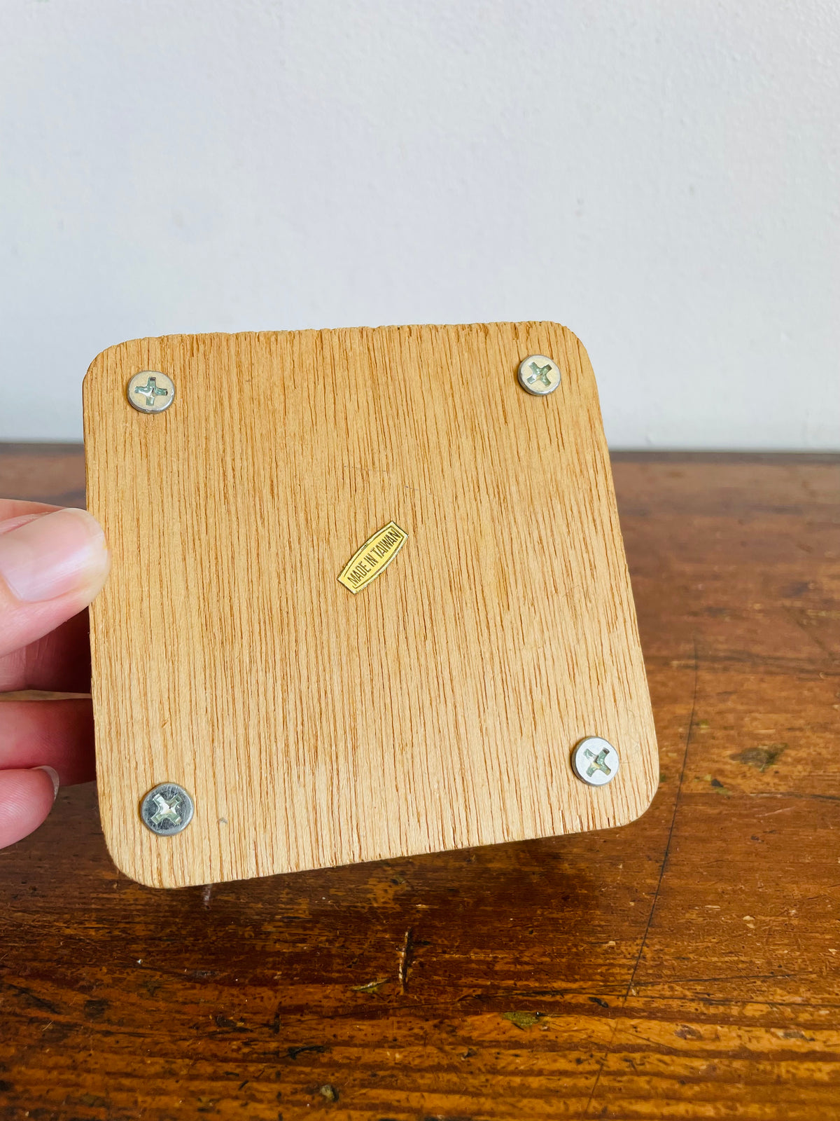 Vintage Miniature Wood Flower Press with Wing Butterfly Screws - Made in Taiwan - 3.5" x 3.5"
