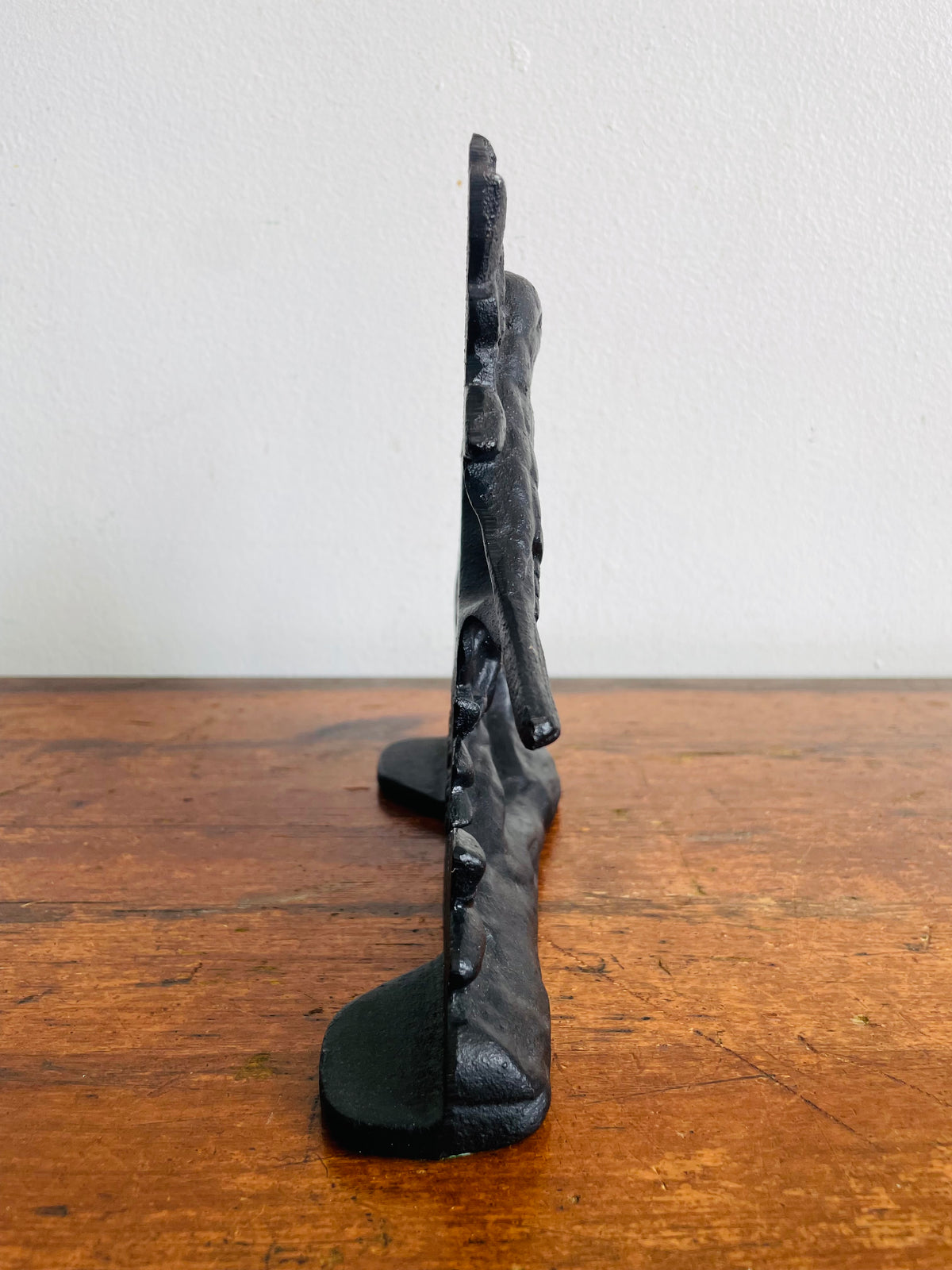 Vintage Heavy Black Cast Iron Faithful Robin Bird Doorstop or Bookend