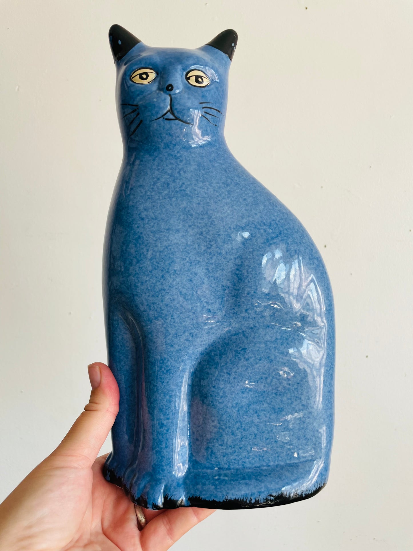 Vintage Calico China Large Blue 11" Cat Statue Figurine