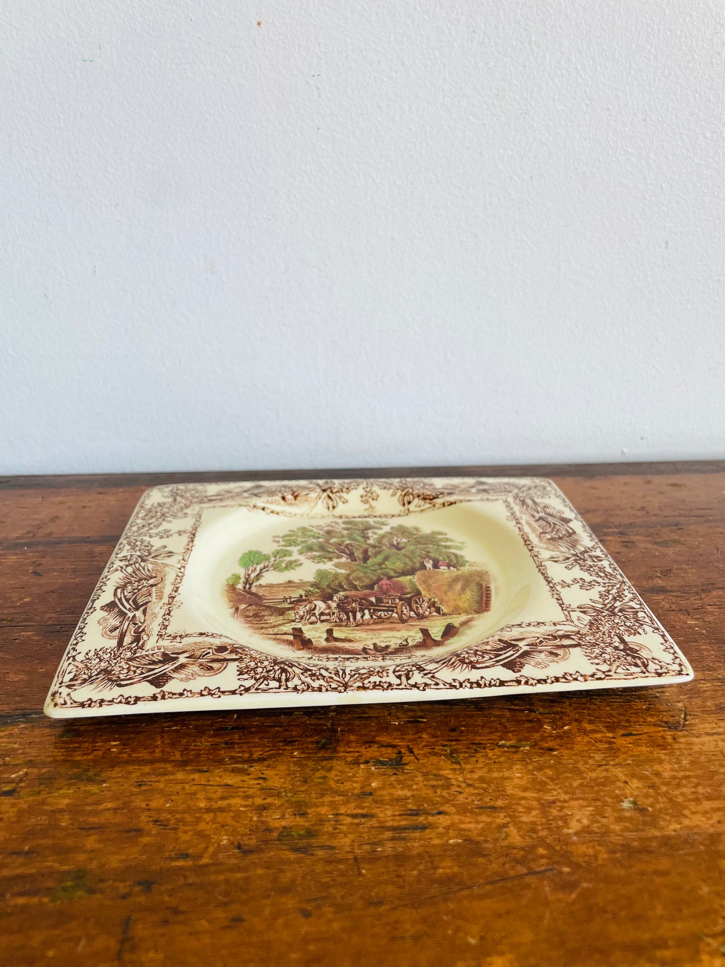 Vintage Royal Staffordshire Pottery A.J. Wilkinson Ltd. Rural Scenes Trinket Dish Plate - The Biarritz - Made in Great Britain