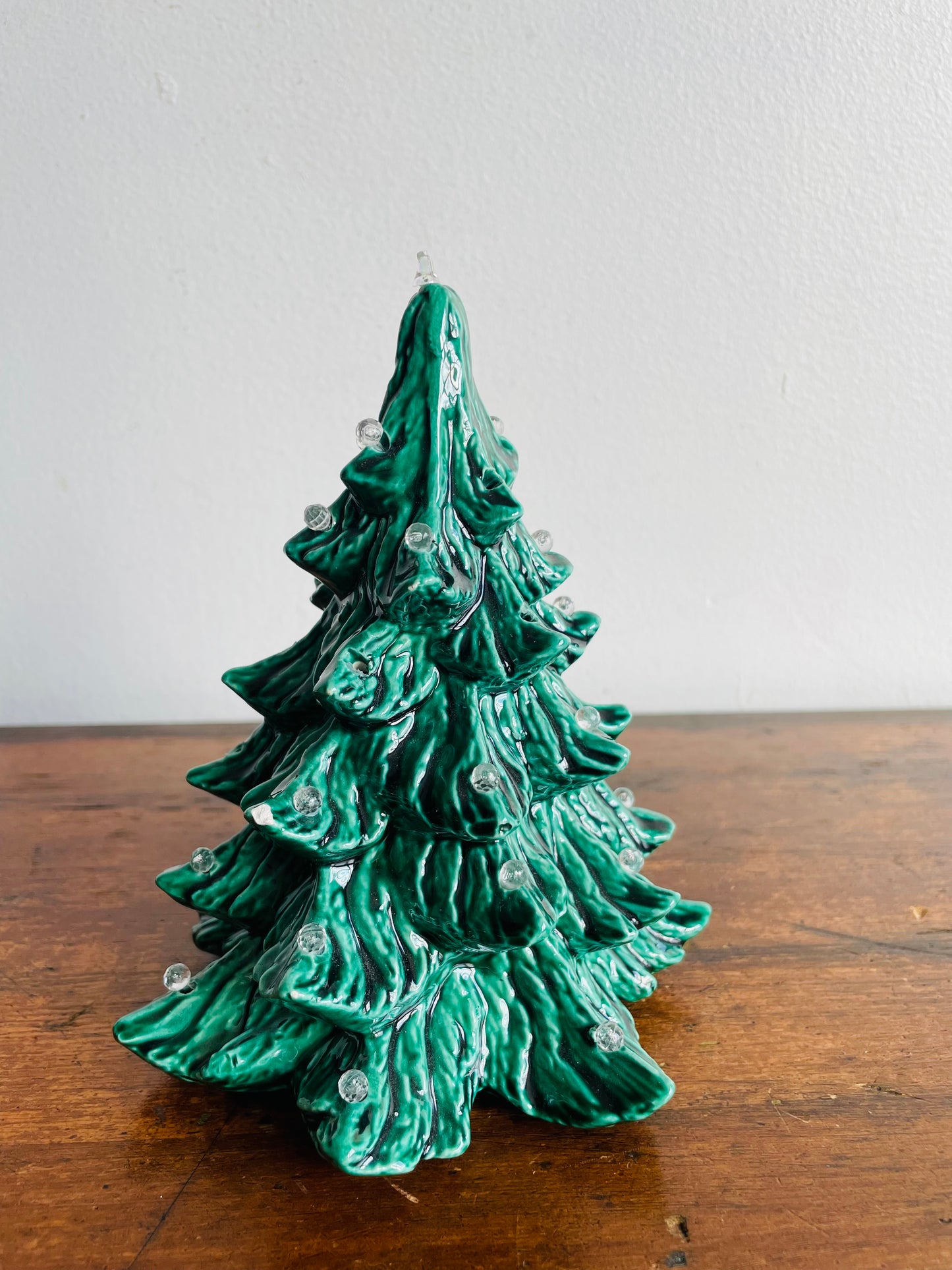 Miniature Green Ceramic Light Up Christmas Tree with Clear Bulbs (2005)