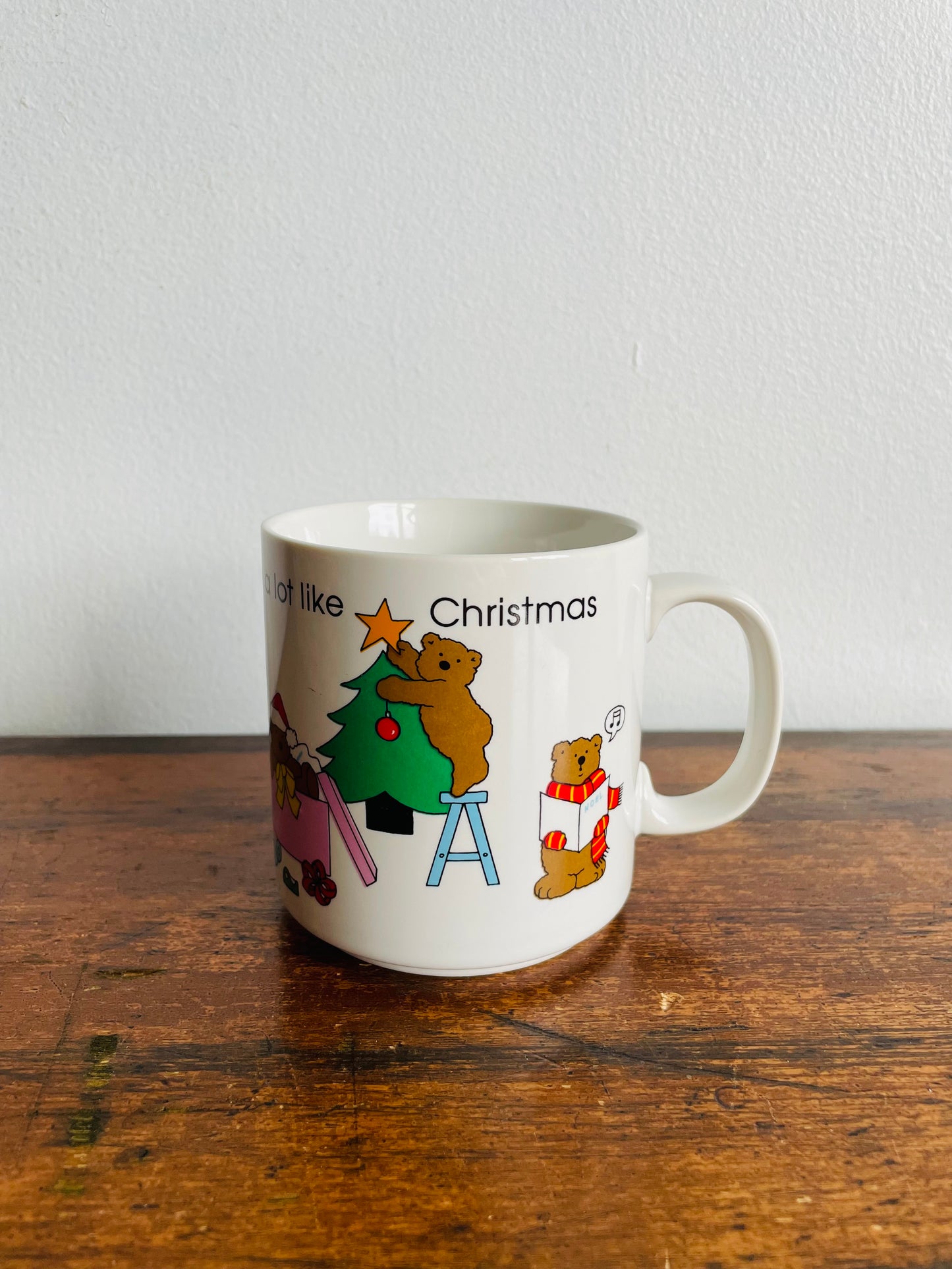 Russ Berrie & Co. Inc. Teddy Bear Mug - It's Beginning to Look a lot Like Christmas - Made in Korea