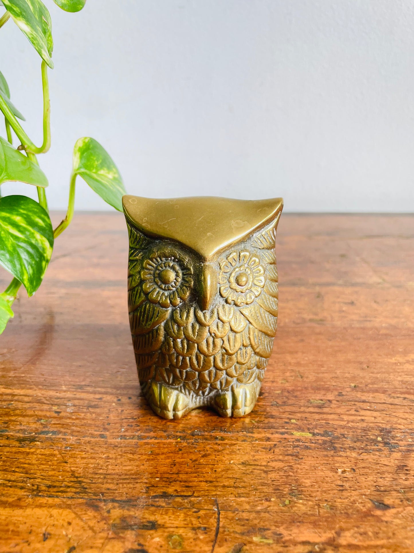 Vintage 3" Tall Solid Brass Owl Figurine - Made in Korea