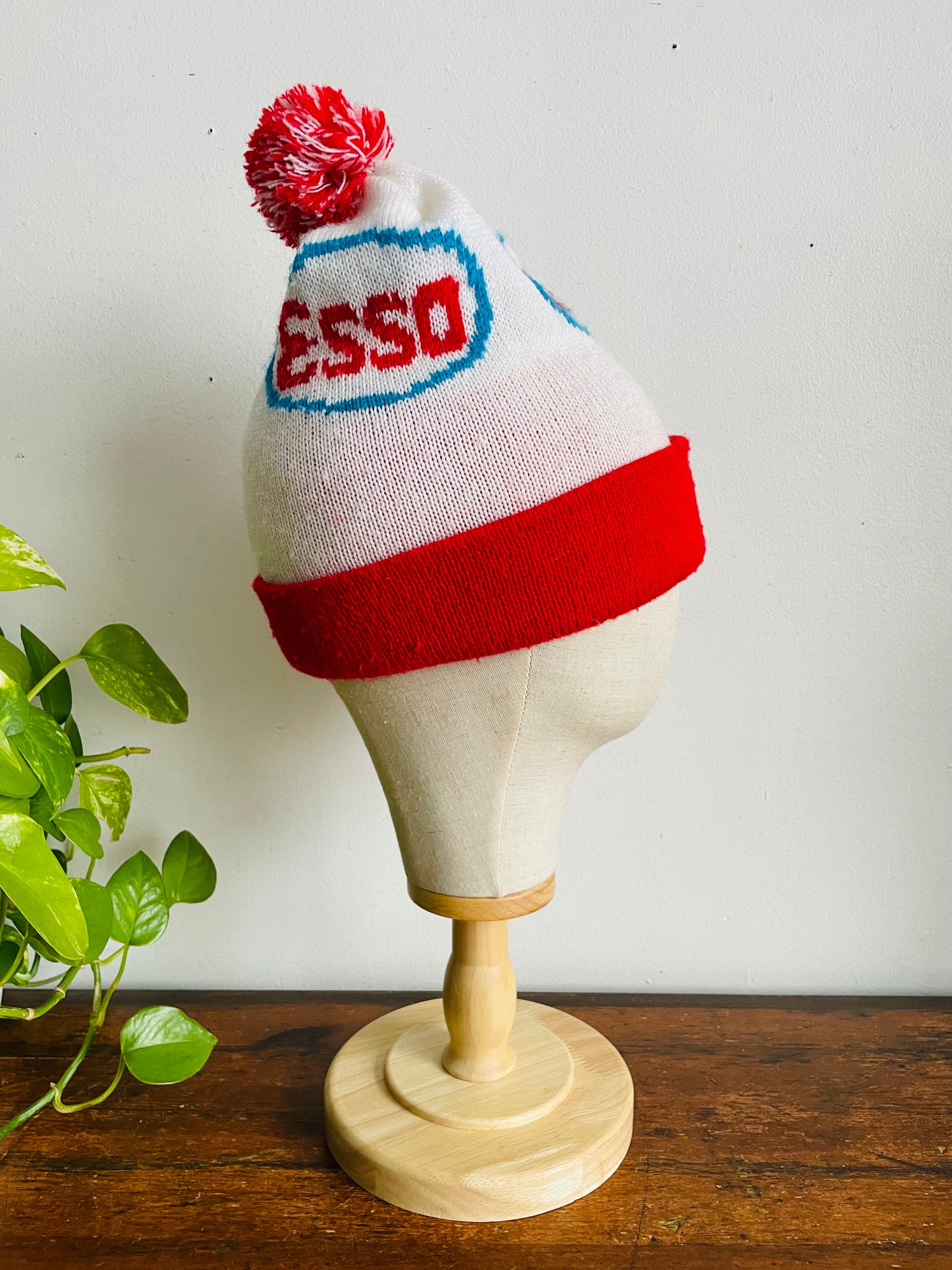 Vintage Esso Oil Gas Winter Toque Hat with Pompom
