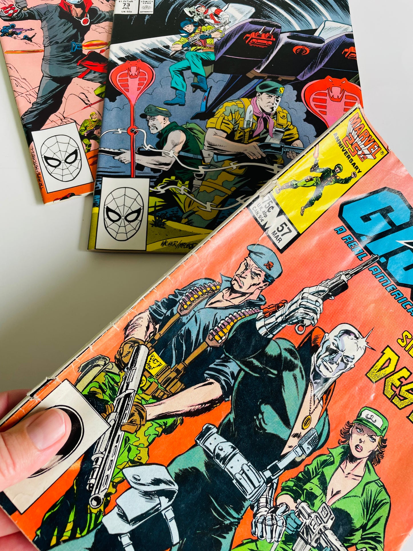 Vintage 1987, 1988, 1989 Marvel G.I. Joe Comic Book Bundle - Includes 3 Comics - Issue 14, Issue 57, Issue 73 - Tales of G.I. Joe