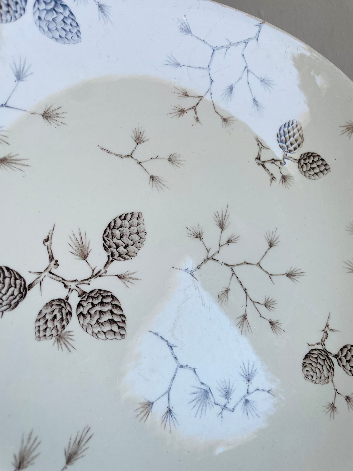 Vintage Wood & Sons "North Woods" Pattern Serving Platter Plate with Pinecone Design - Engraved by Hand - Made in England