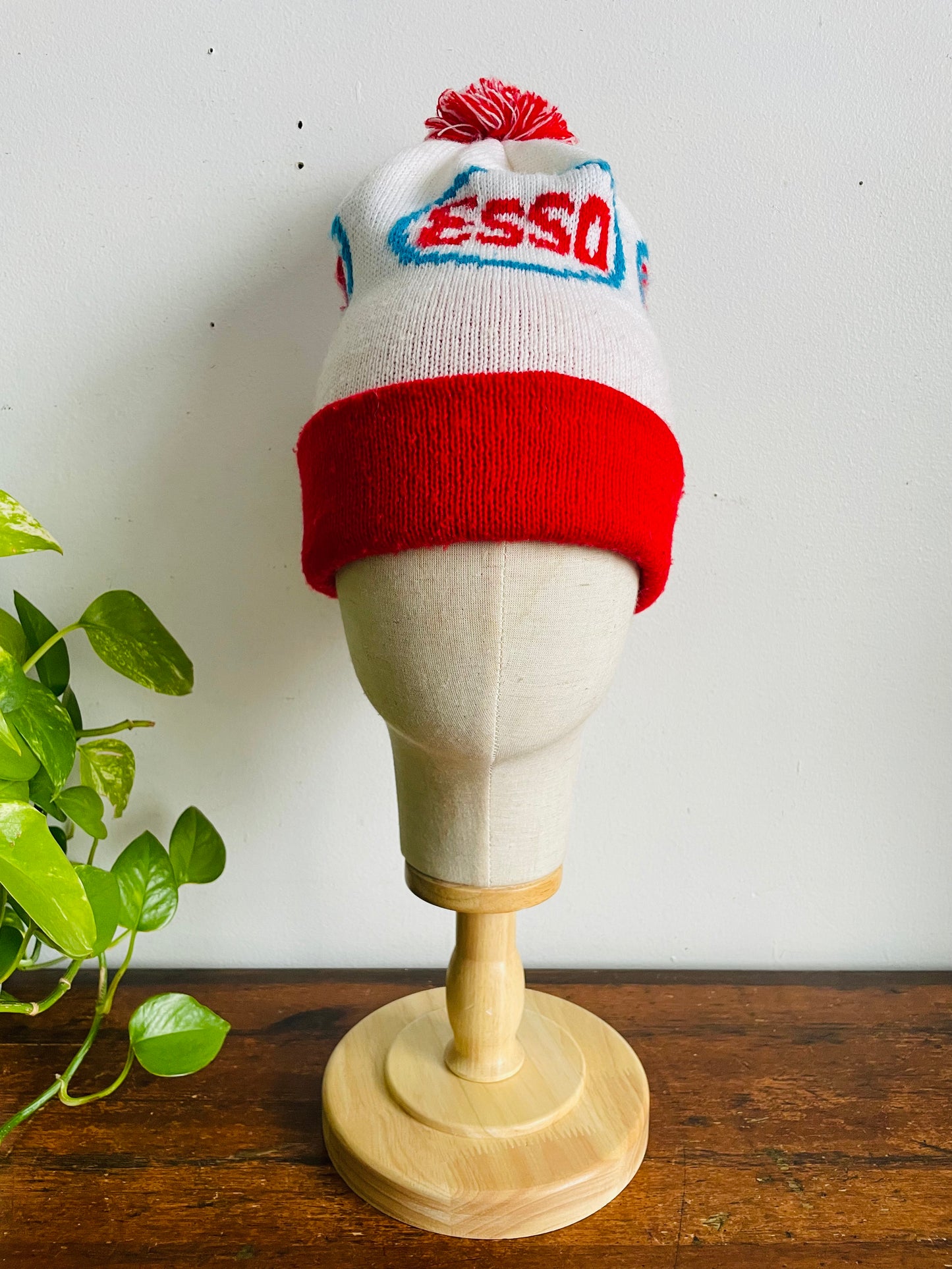 Vintage Esso Oil Gas Winter Toque Hat with Pompom