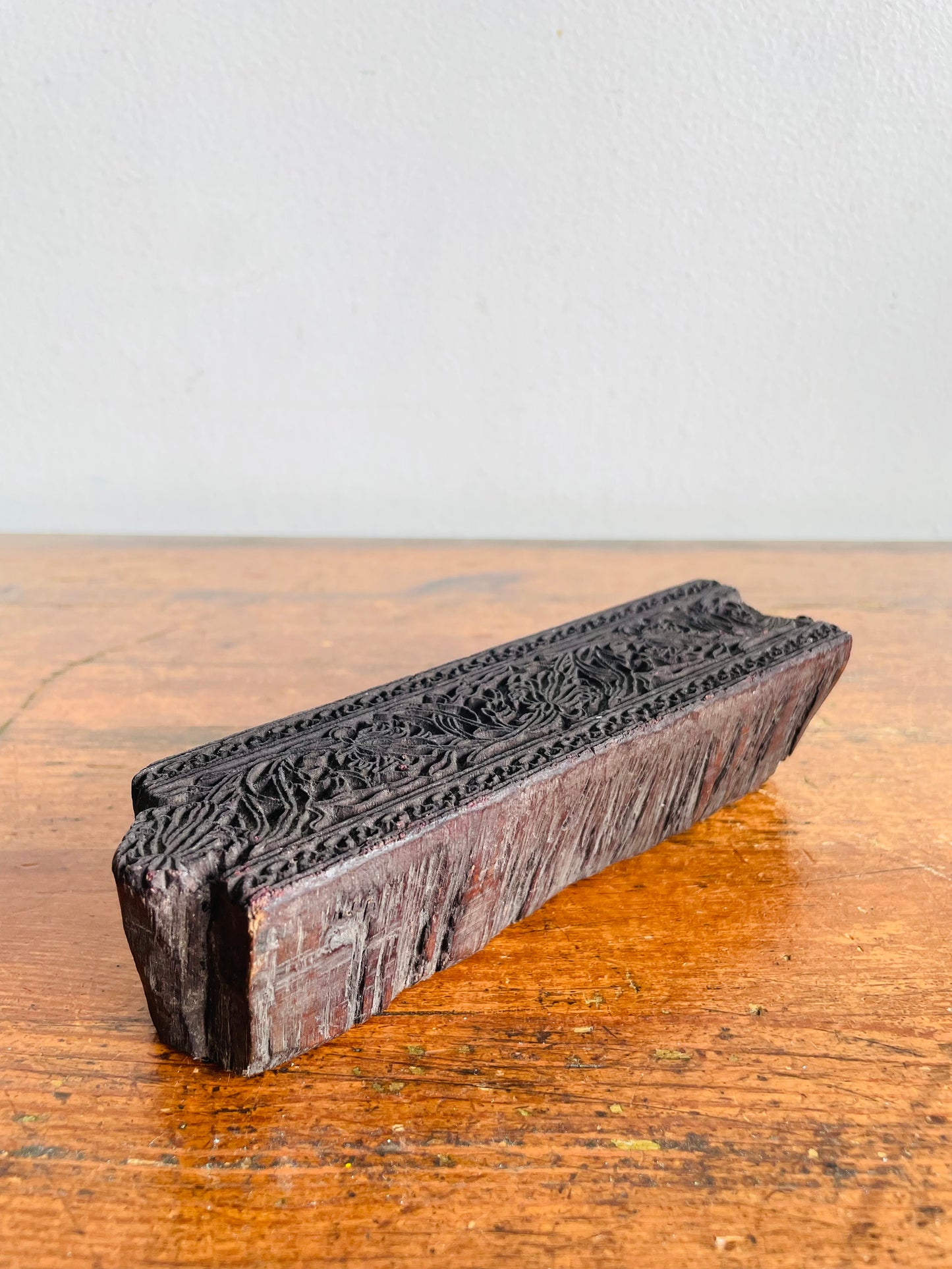 Vintage Indian Hand Carved Wood Textile Printing Block Stamp Bunta