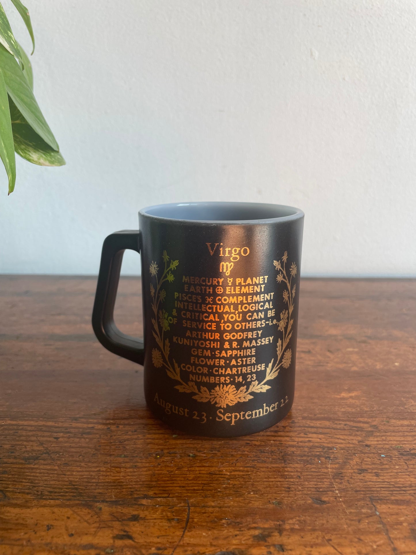 Federal Glass Virgo Zodiac Horoscope Sign Black & Gold Mug - August 23 to September 22 Birthdays