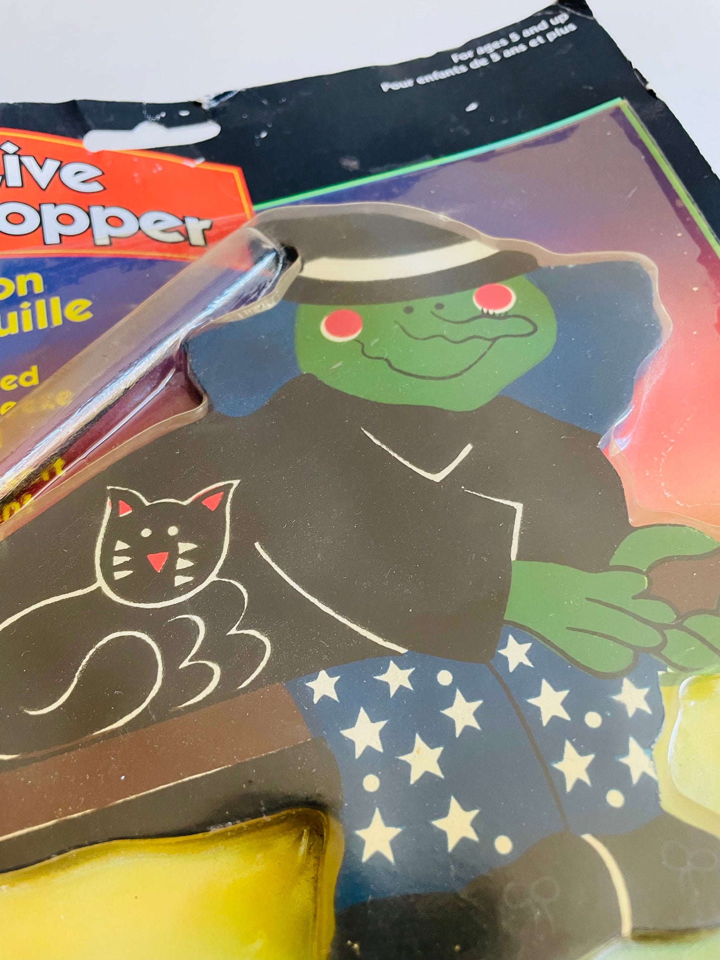 Vintage Brand New 1998 Sun Hill Industries Halloween Witch Decorative Pumpkin Topper - Spring Mounted, Real Wood, Moves in the Breeze