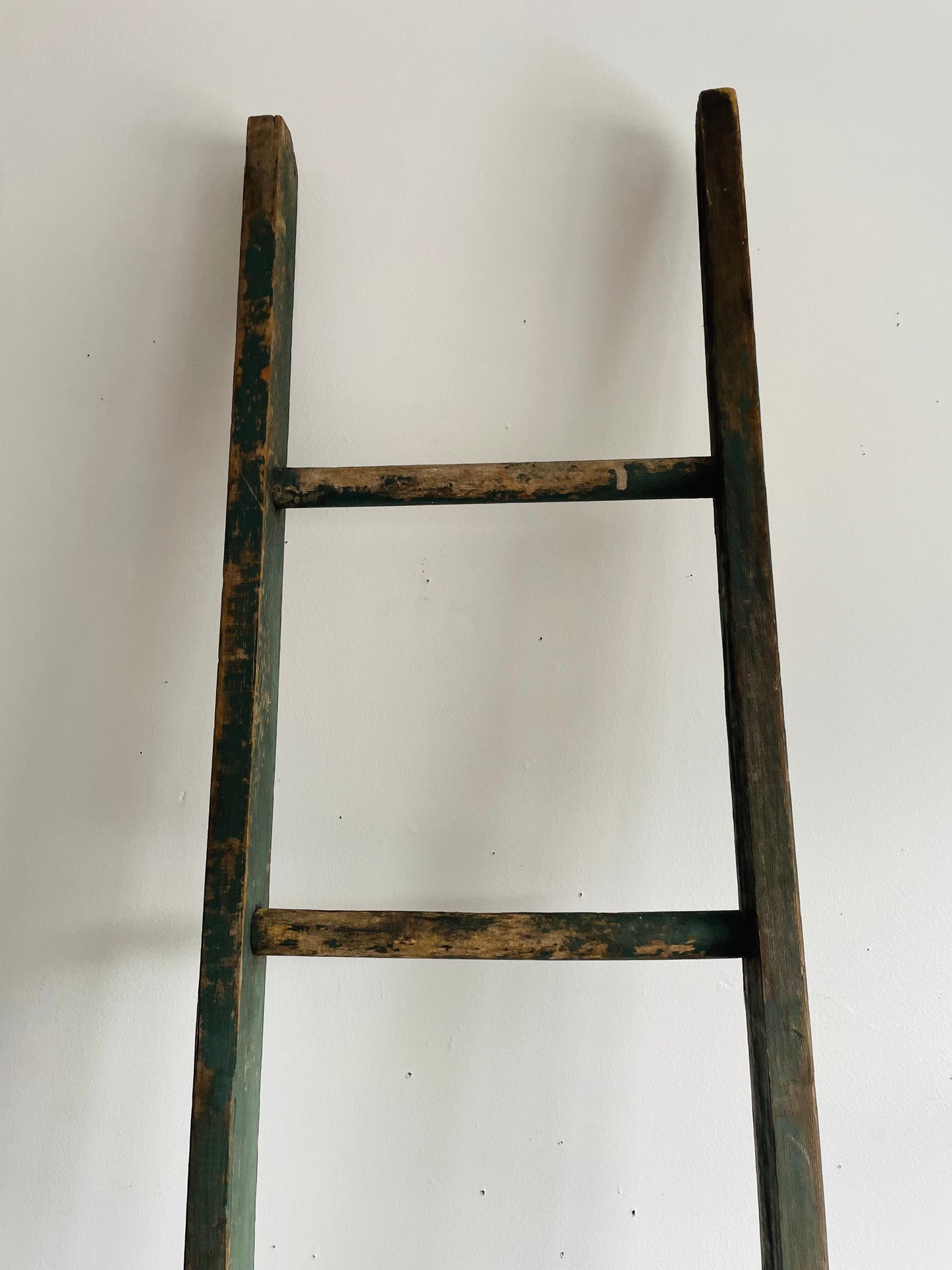 Vintage Rustic Green 5 Feet Tall Wood Barn Ladder - Originally Came from a Farm - Blanket Ladder, Porch Decor, Etc.