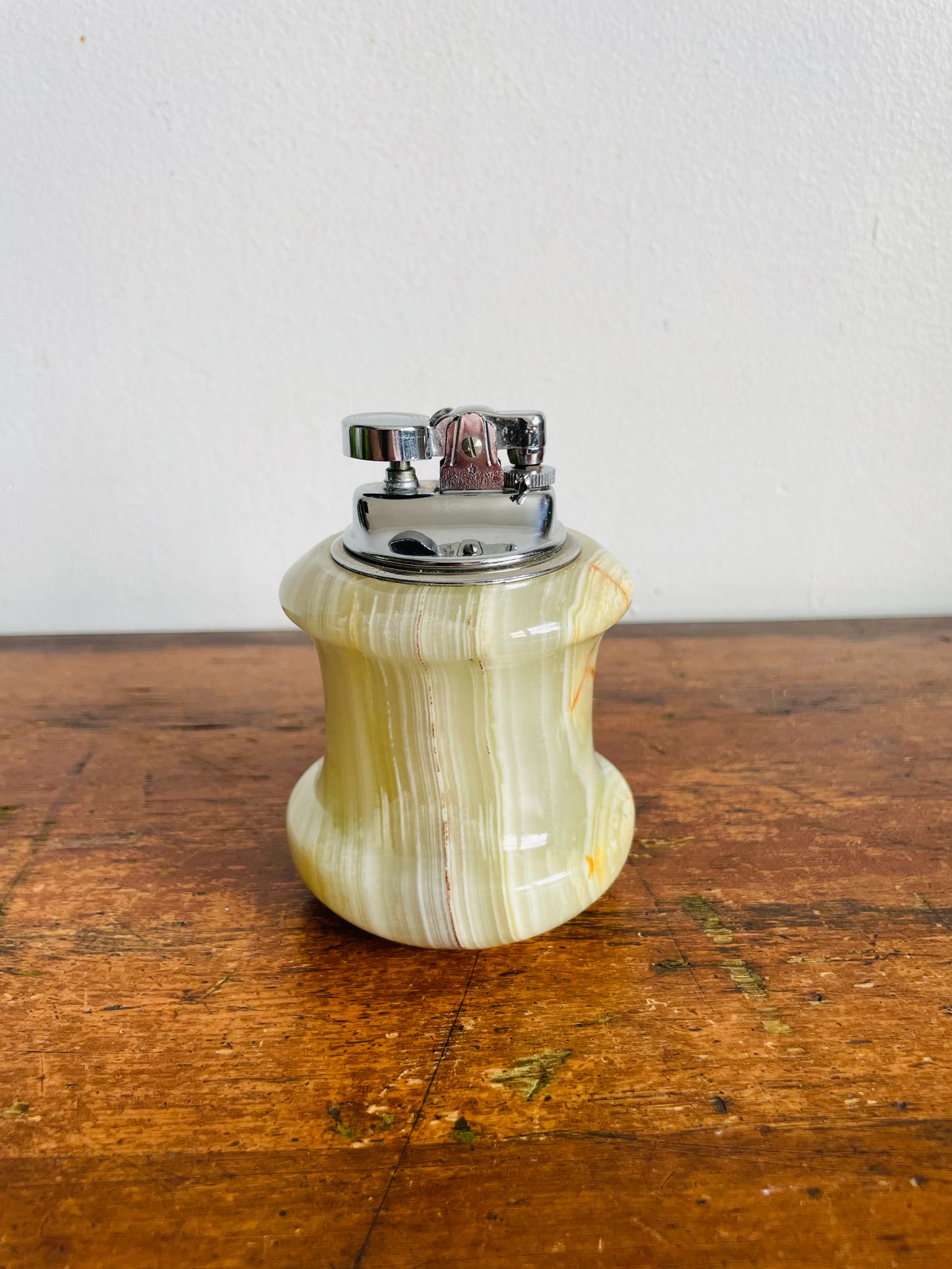 Vintage Royal Heavy & Solid Onyx of Pakistan Marble Stone Table Lighter - Made in Italy