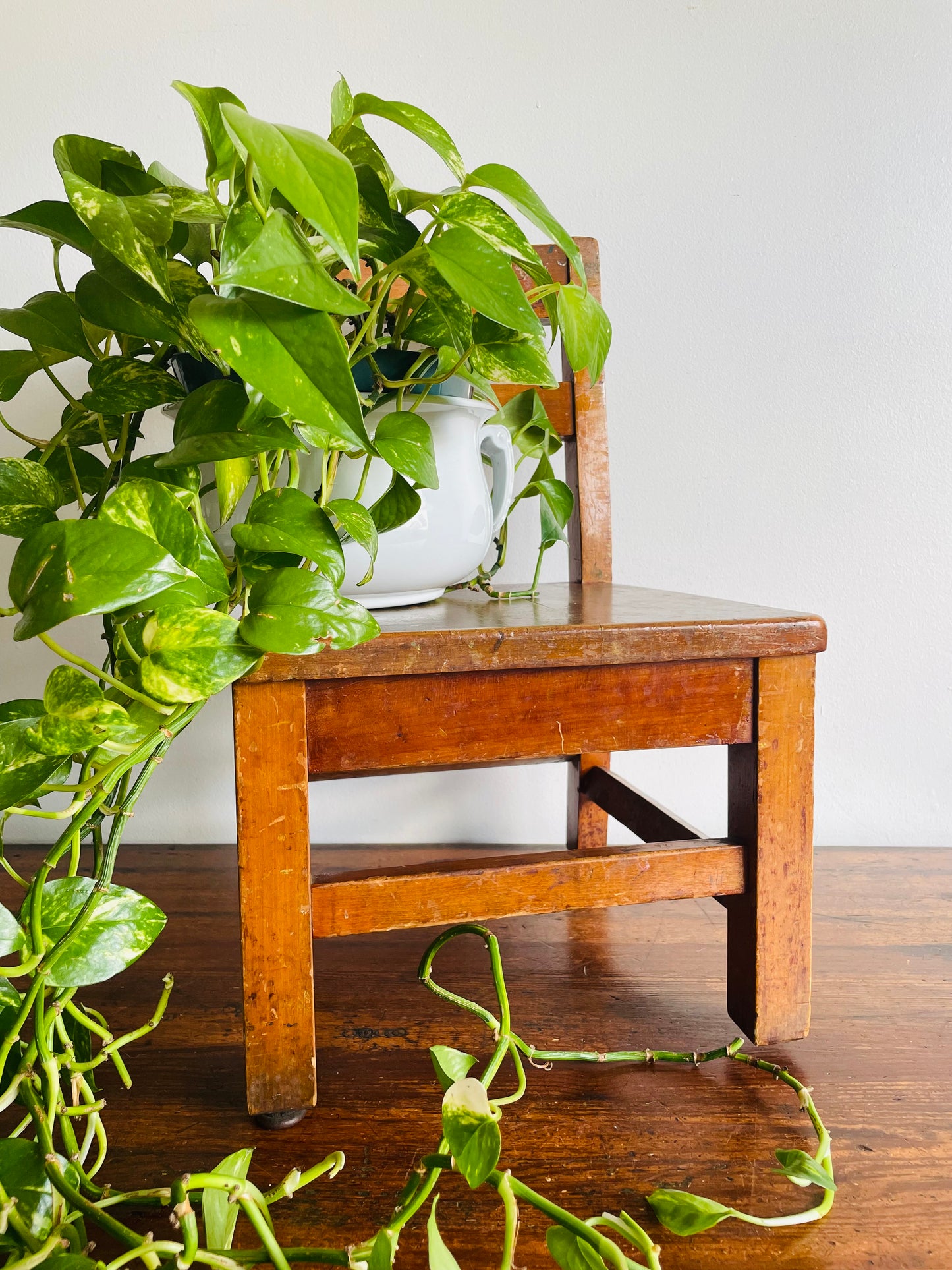 Child Sized Solid Wood School Desk Chair - Also Makes a Great Plant Stand or Porch Display Chair!