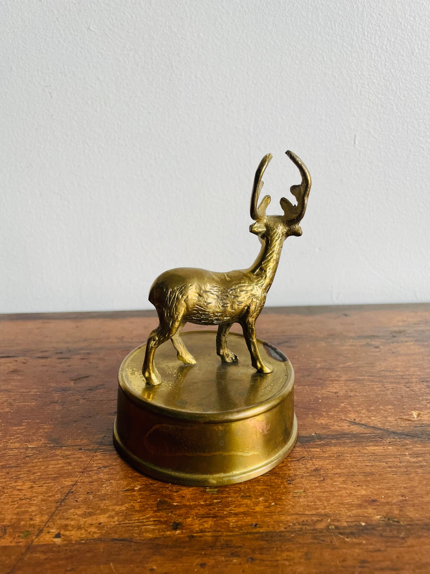 Solid Brass Reindeer on Pedestal