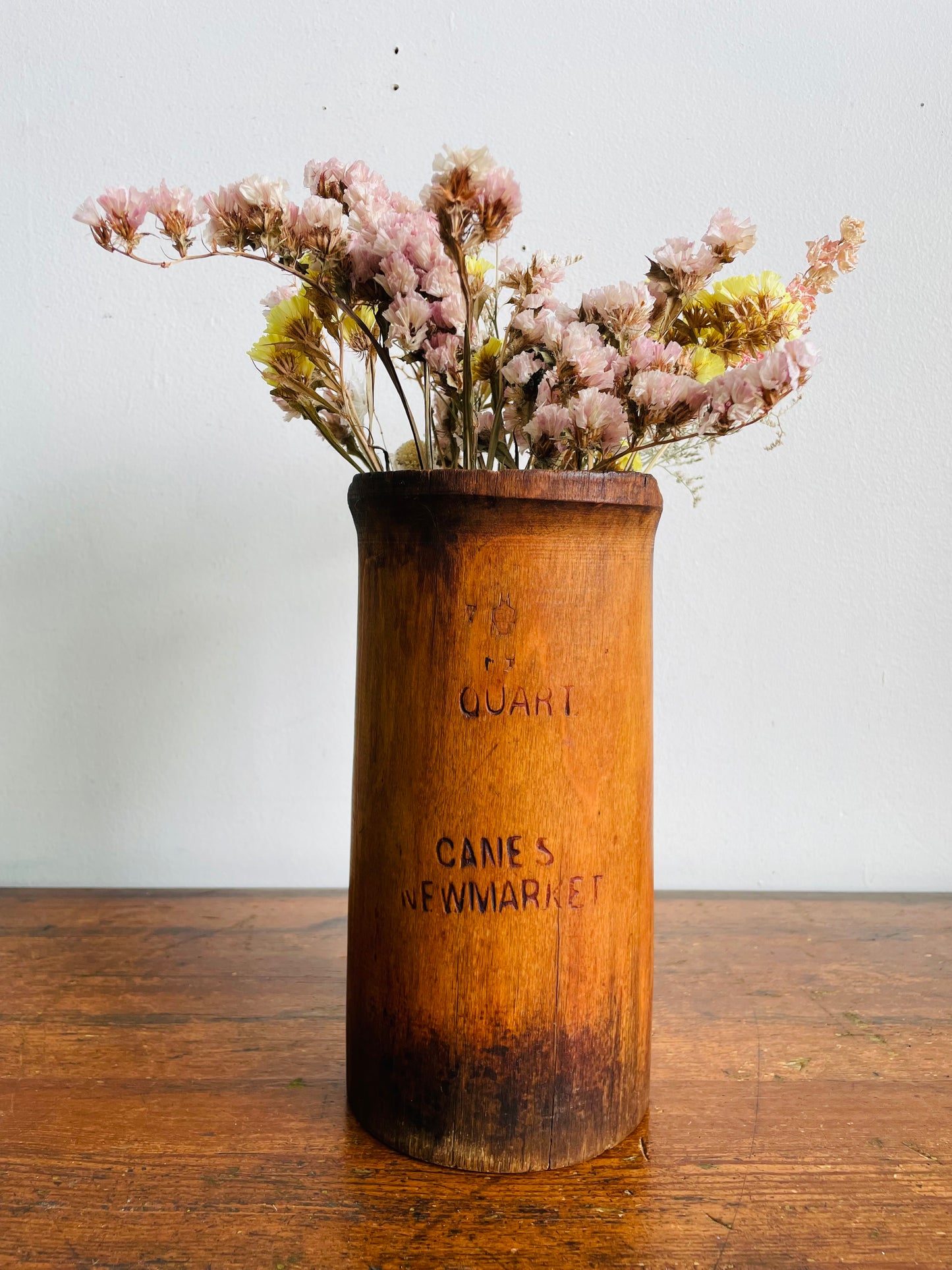 Vintage Wood Quart Treen Noggin Pitcher Water Jug with Handle - Newmarket, Ontario, Canada - Hollowed Out Tree Trunk